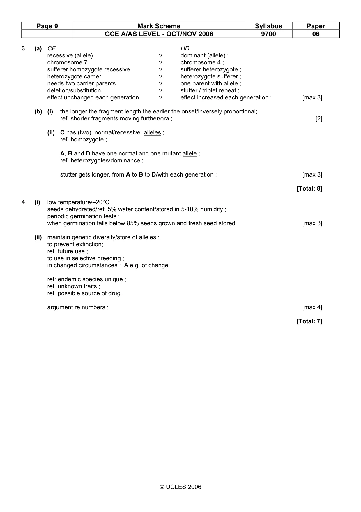 Mark scheme, page 9 of 9