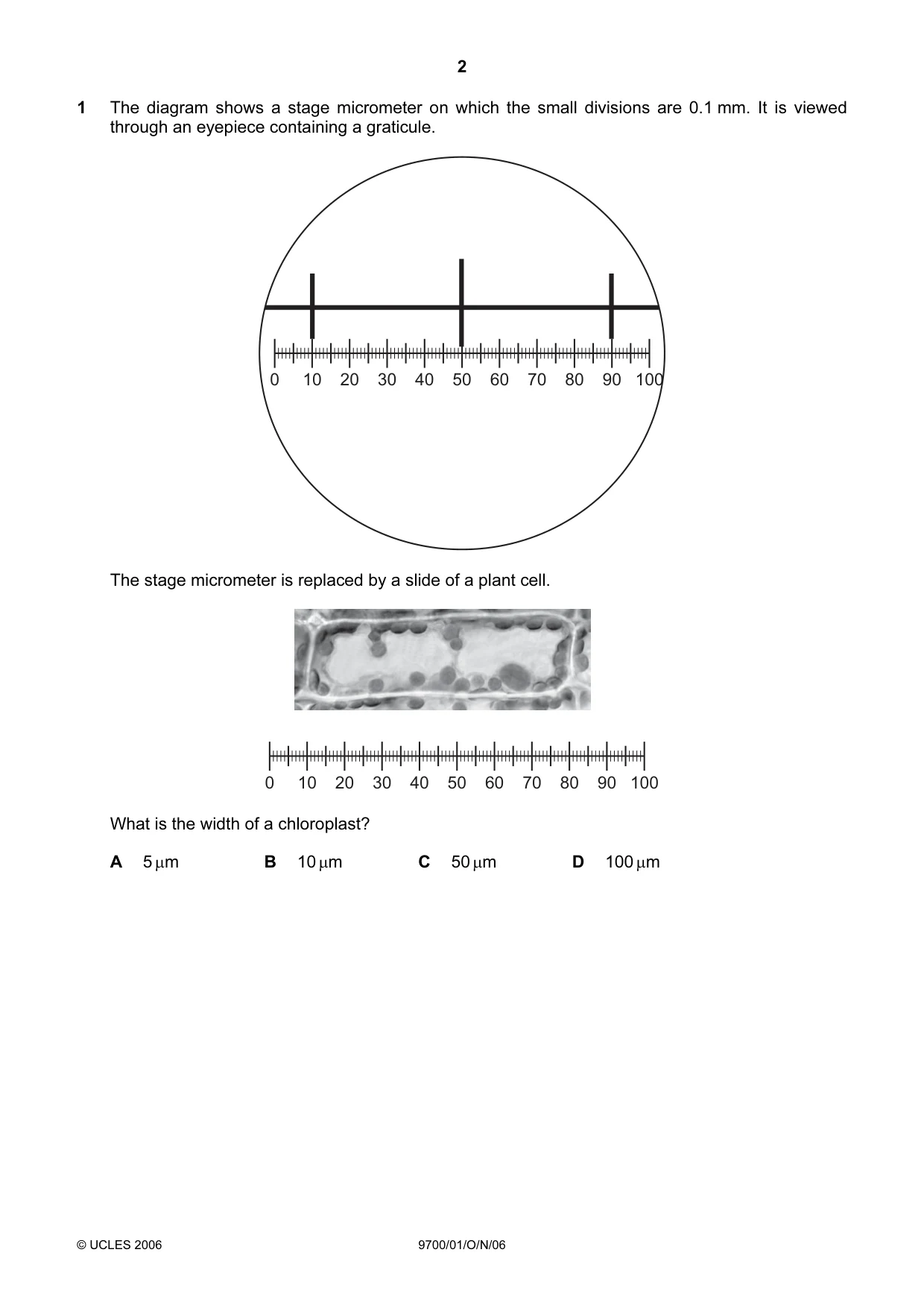 Cambridge A Level Biology 9700 2006 Oct/Nov Paper 1 · Variant 1 question paper, page 2 of 20