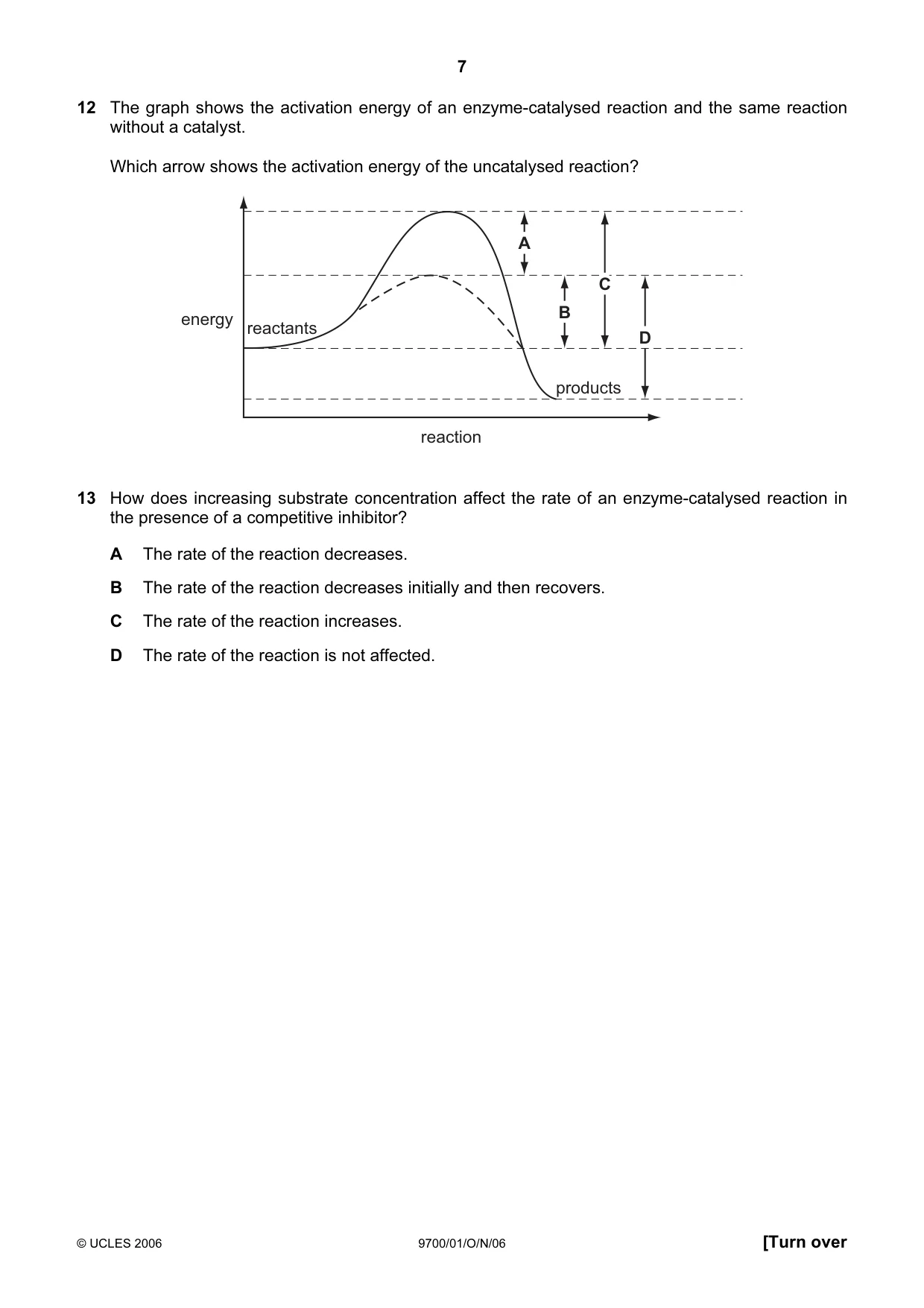 Cambridge A Level Biology 9700 2006 Oct/Nov Paper 1 · Variant 1 question paper, page 7 of 20