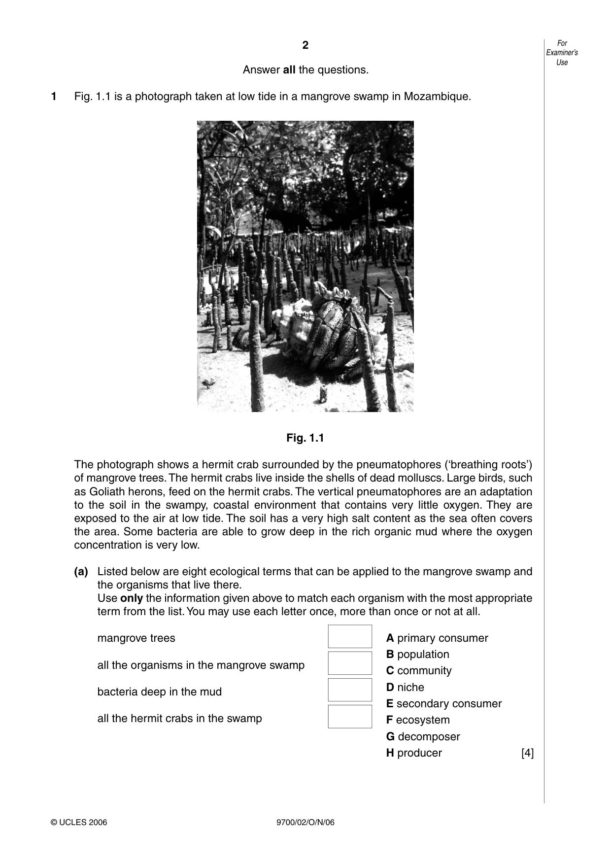 Cambridge A Level Biology 9700 2006 Oct/Nov Paper 2 · Variant 1 question paper, page 2 of 16