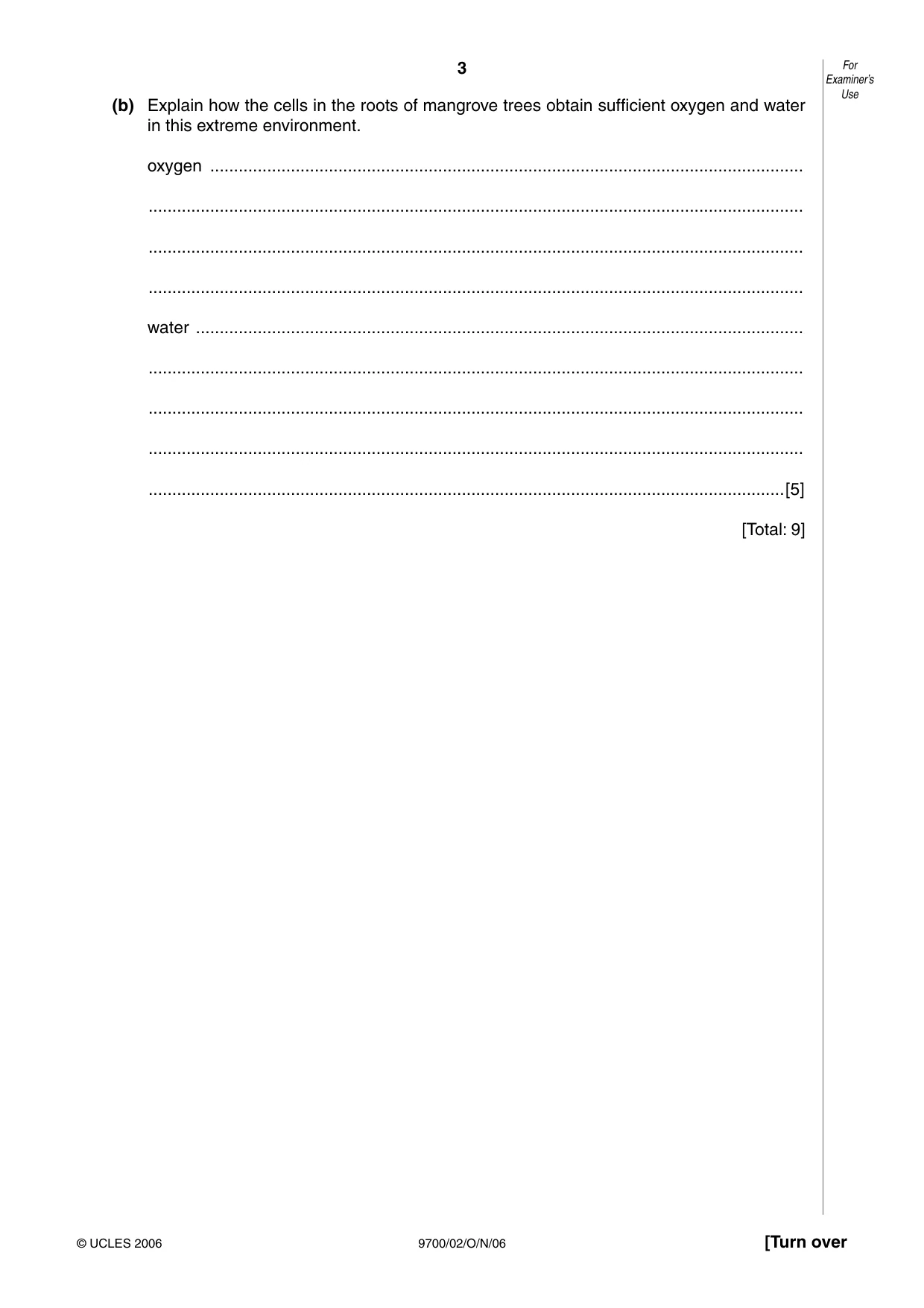 Cambridge A Level Biology 9700 2006 Oct/Nov Paper 2 · Variant 1 question paper, page 3 of 16