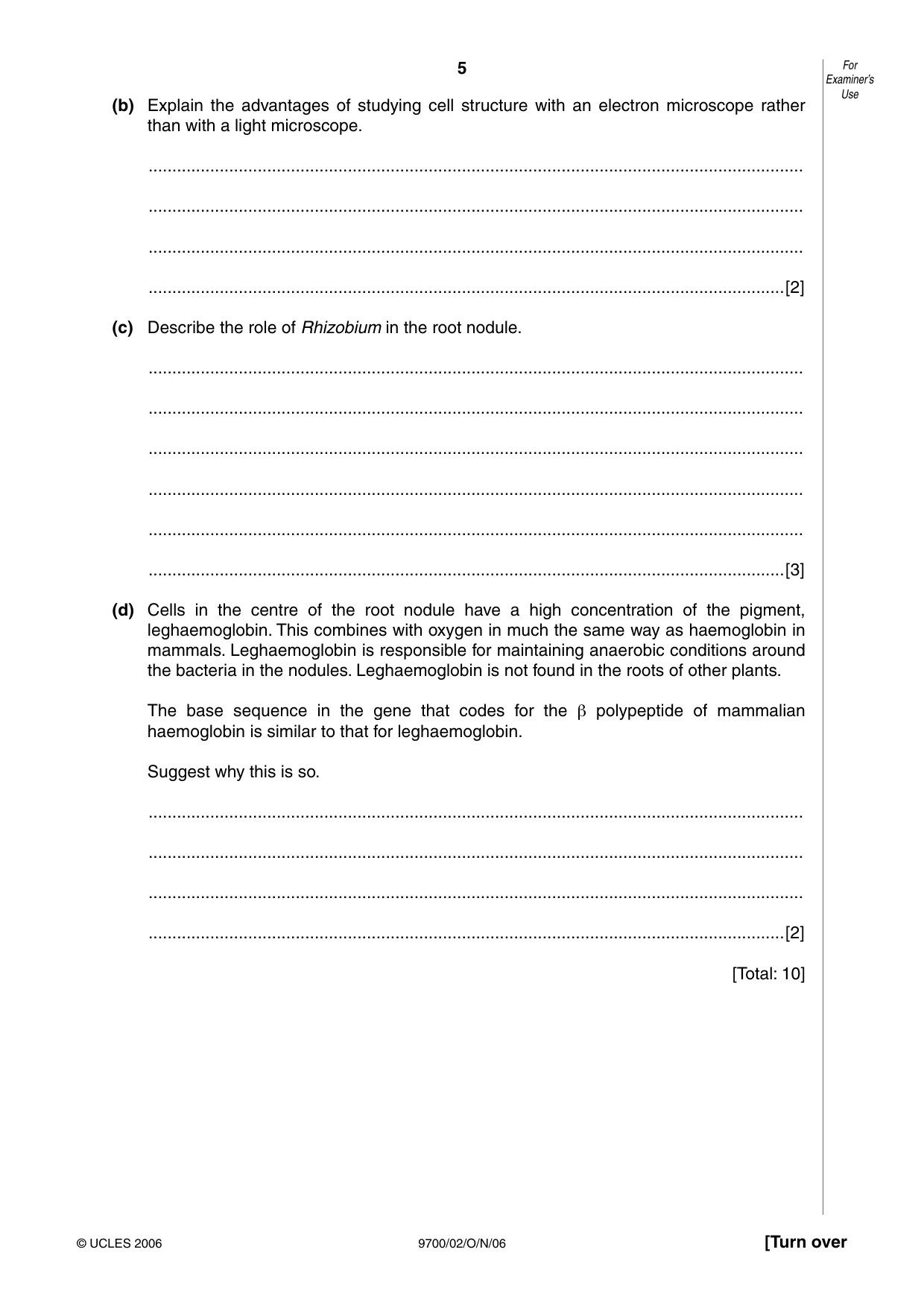 Cambridge A Level Biology 9700 2006 Oct/Nov Paper 2 · Variant 1 question paper, page 5 of 16