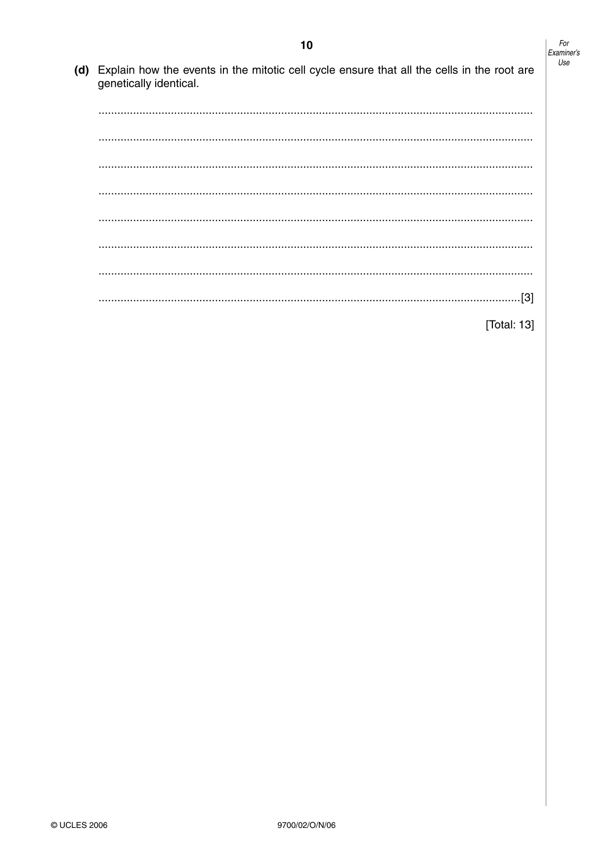 Cambridge A Level Biology 9700 2006 Oct/Nov Paper 2 · Variant 1 question paper, page 10 of 16