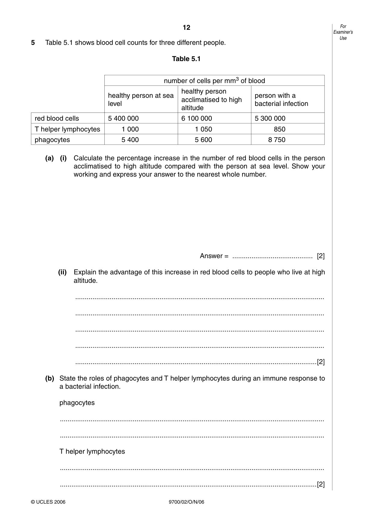 Cambridge A Level Biology 9700 2006 Oct/Nov Paper 2 · Variant 1 question paper, page 12 of 16