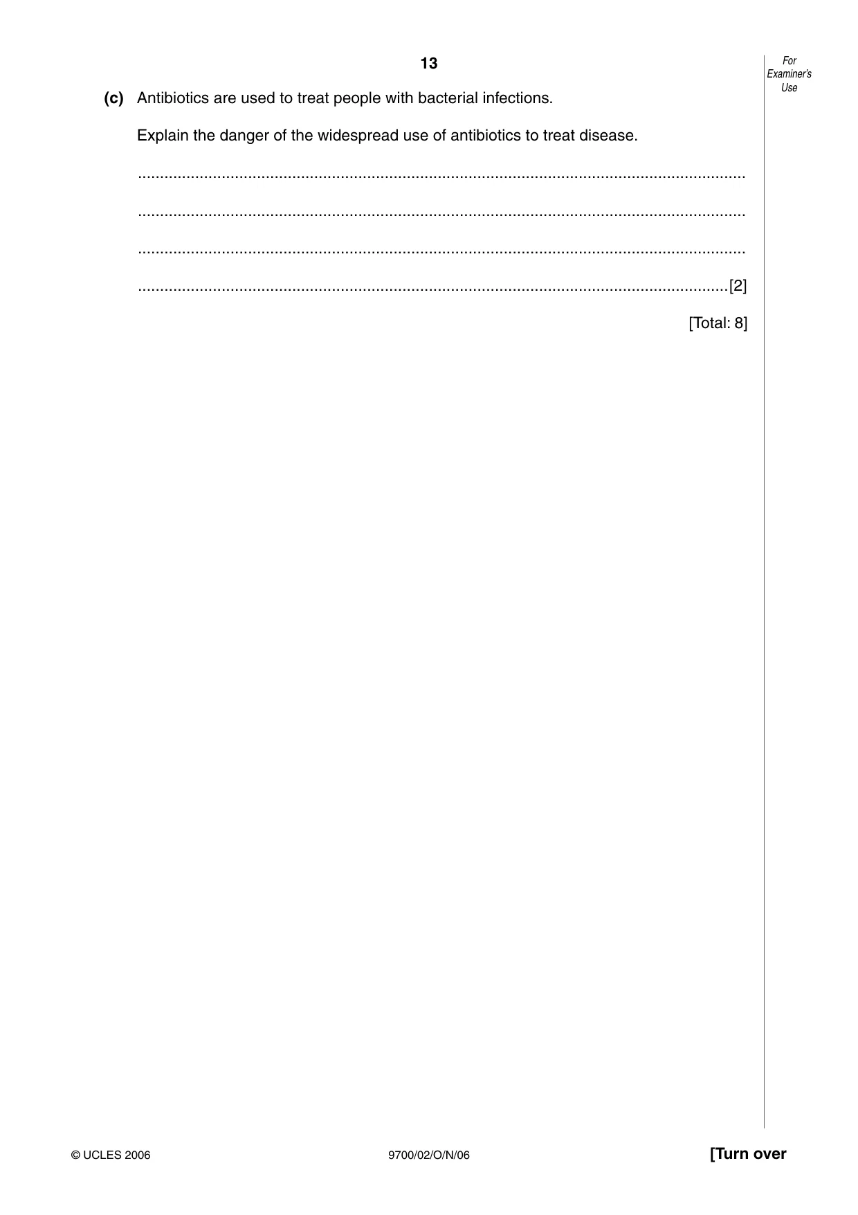 Cambridge A Level Biology 9700 2006 Oct/Nov Paper 2 · Variant 1 question paper, page 13 of 16