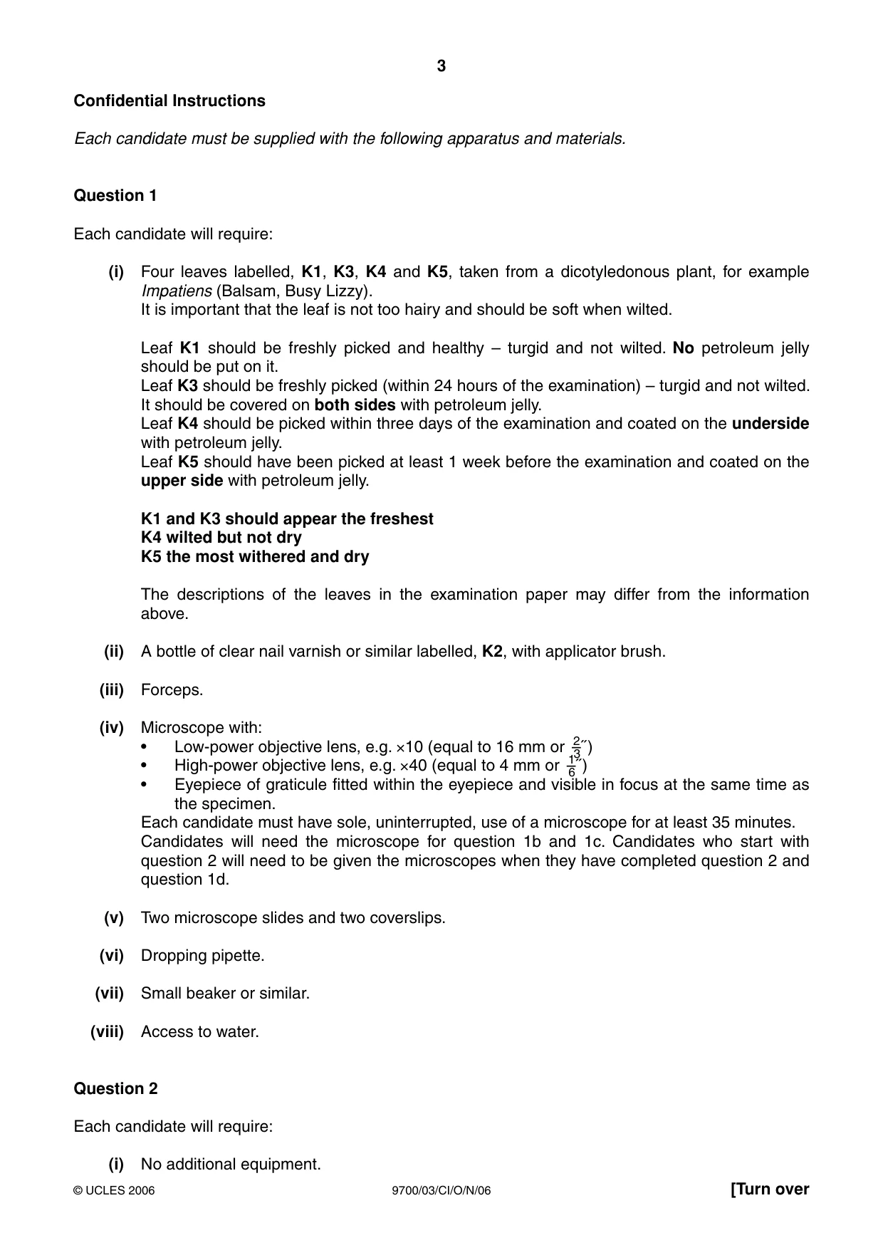 Cambridge A Level Biology 9700 2006 Oct/Nov Paper 3 · Variant 1 question paper, page 3 of 8