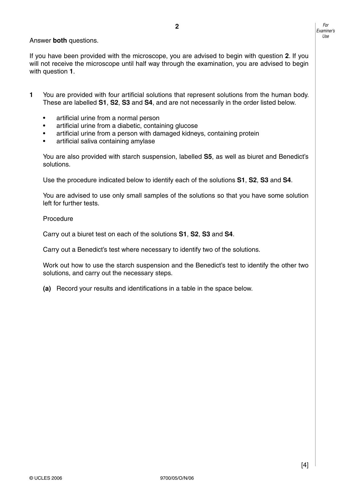 Cambridge A Level Biology 9700 2006 Oct/Nov Paper 5 · Variant 1 question paper, page 2 of 8