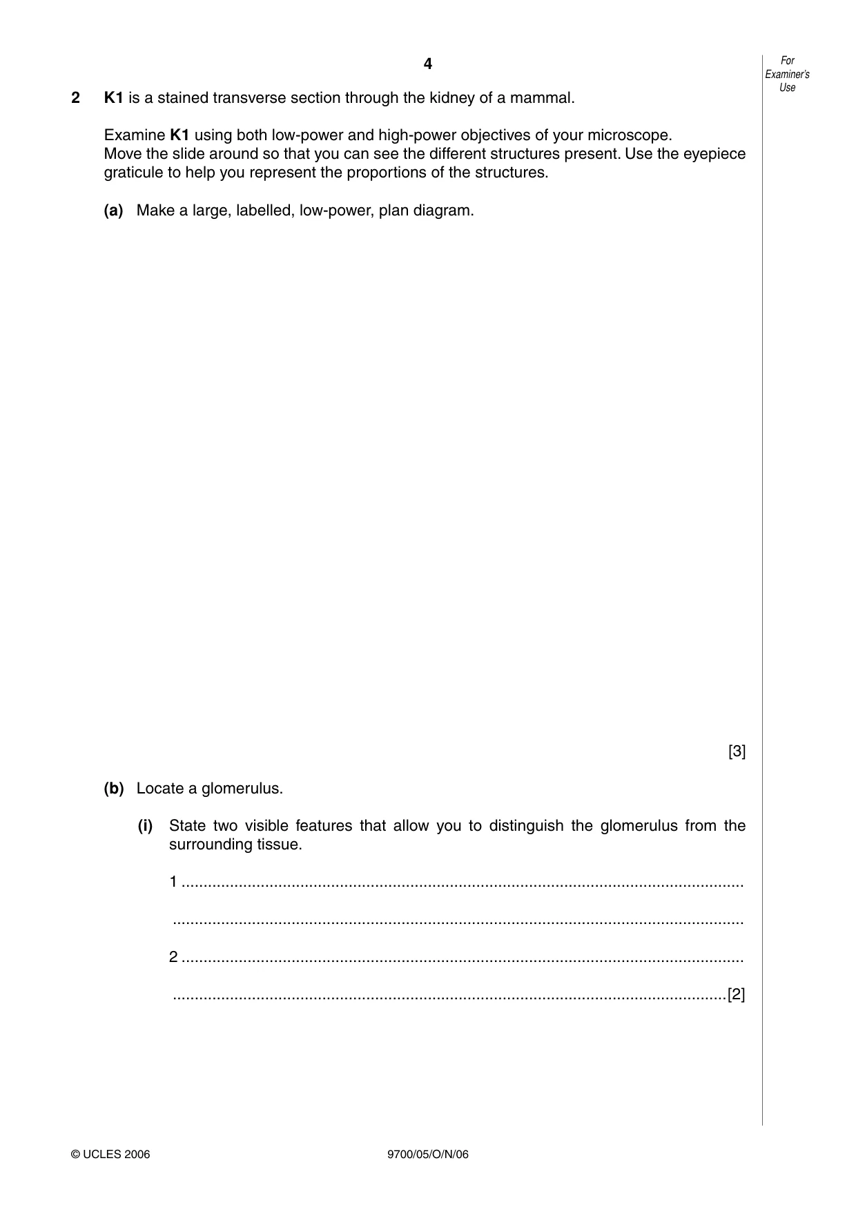 Cambridge A Level Biology 9700 2006 Oct/Nov Paper 5 · Variant 1 question paper, page 4 of 8