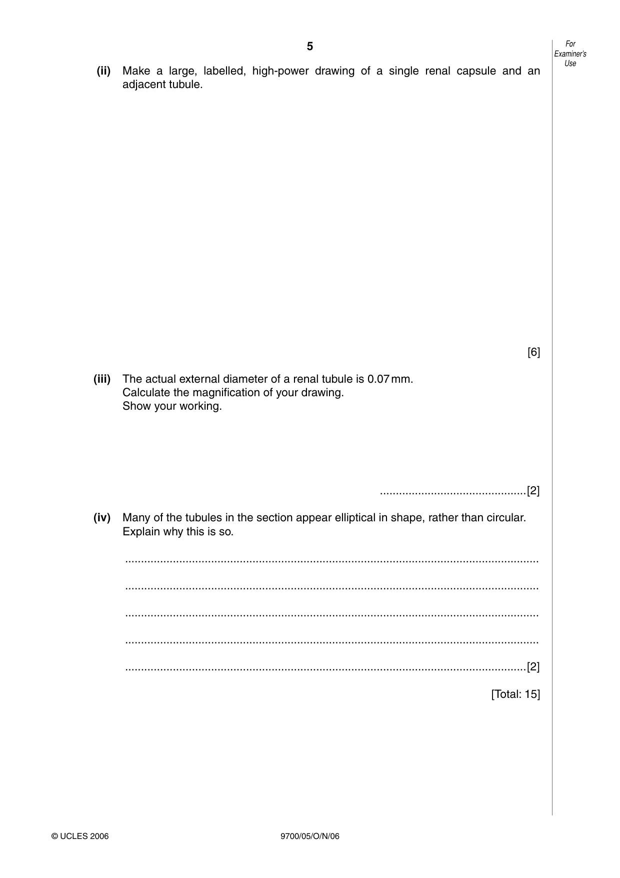 Cambridge A Level Biology 9700 2006 Oct/Nov Paper 5 · Variant 1 question paper, page 5 of 8