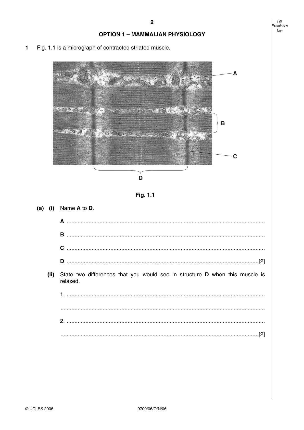Cambridge A Level Biology 9700 2006 Oct/Nov Paper 6 · Variant 1 question paper, page 2 of 36