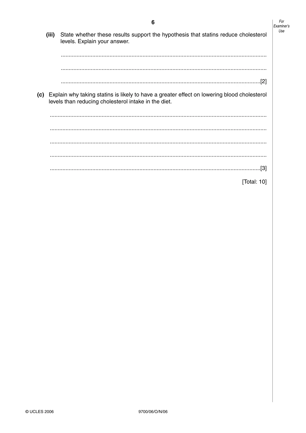 Cambridge A Level Biology 9700 2006 Oct/Nov Paper 6 · Variant 1 question paper, page 6 of 36