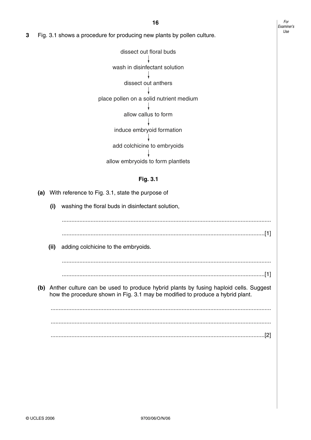Cambridge A Level Biology 9700 2006 Oct/Nov Paper 6 · Variant 1 question paper, page 16 of 36