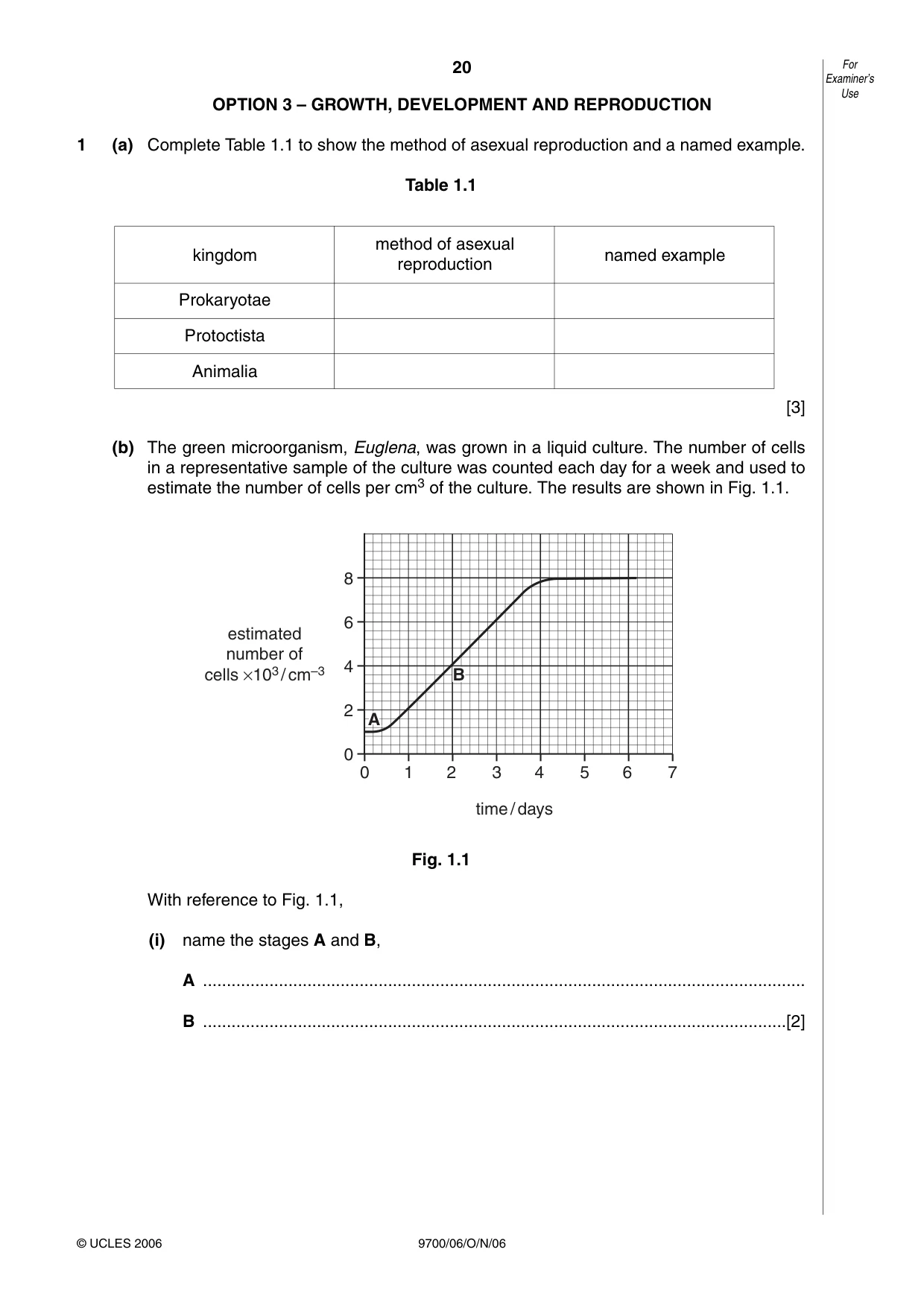 Cambridge A Level Biology 9700 2006 Oct/Nov Paper 6 · Variant 1 question paper, page 20 of 36