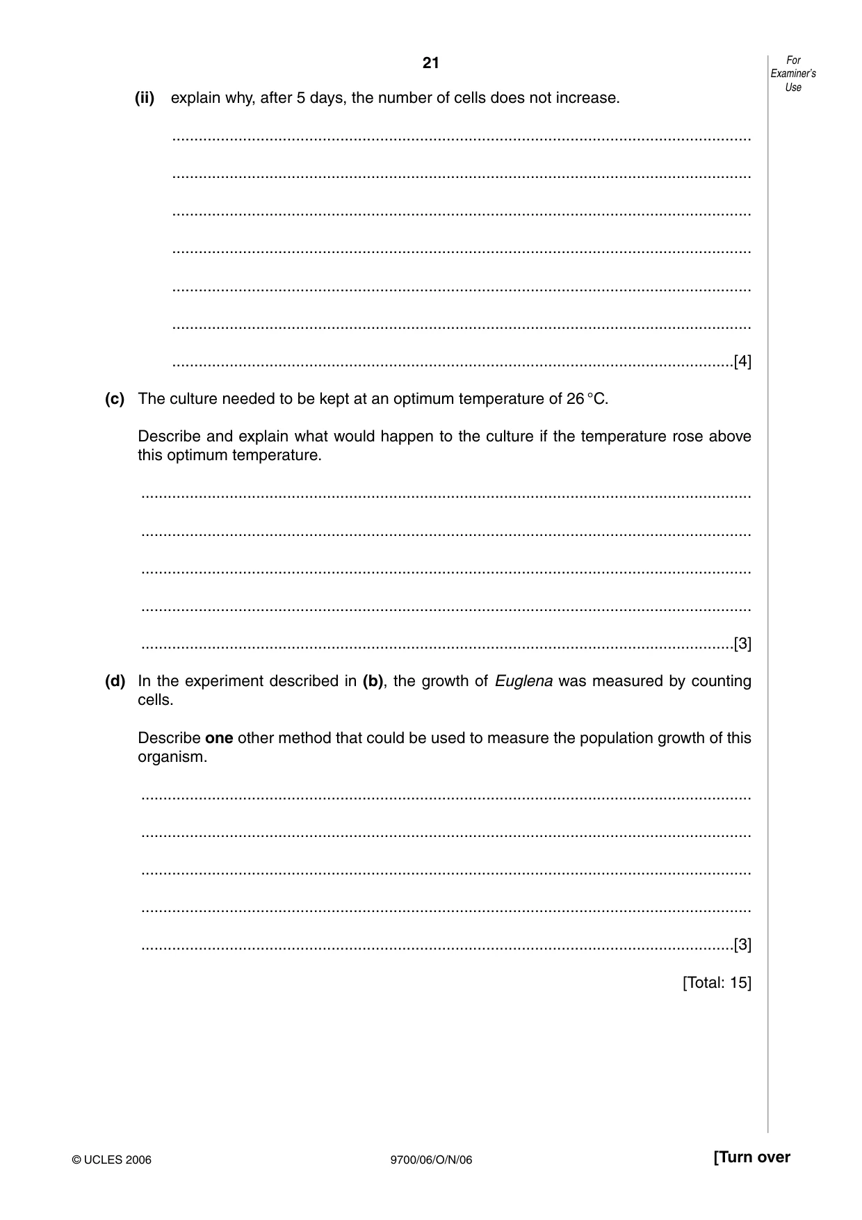 Cambridge A Level Biology 9700 2006 Oct/Nov Paper 6 · Variant 1 question paper, page 21 of 36