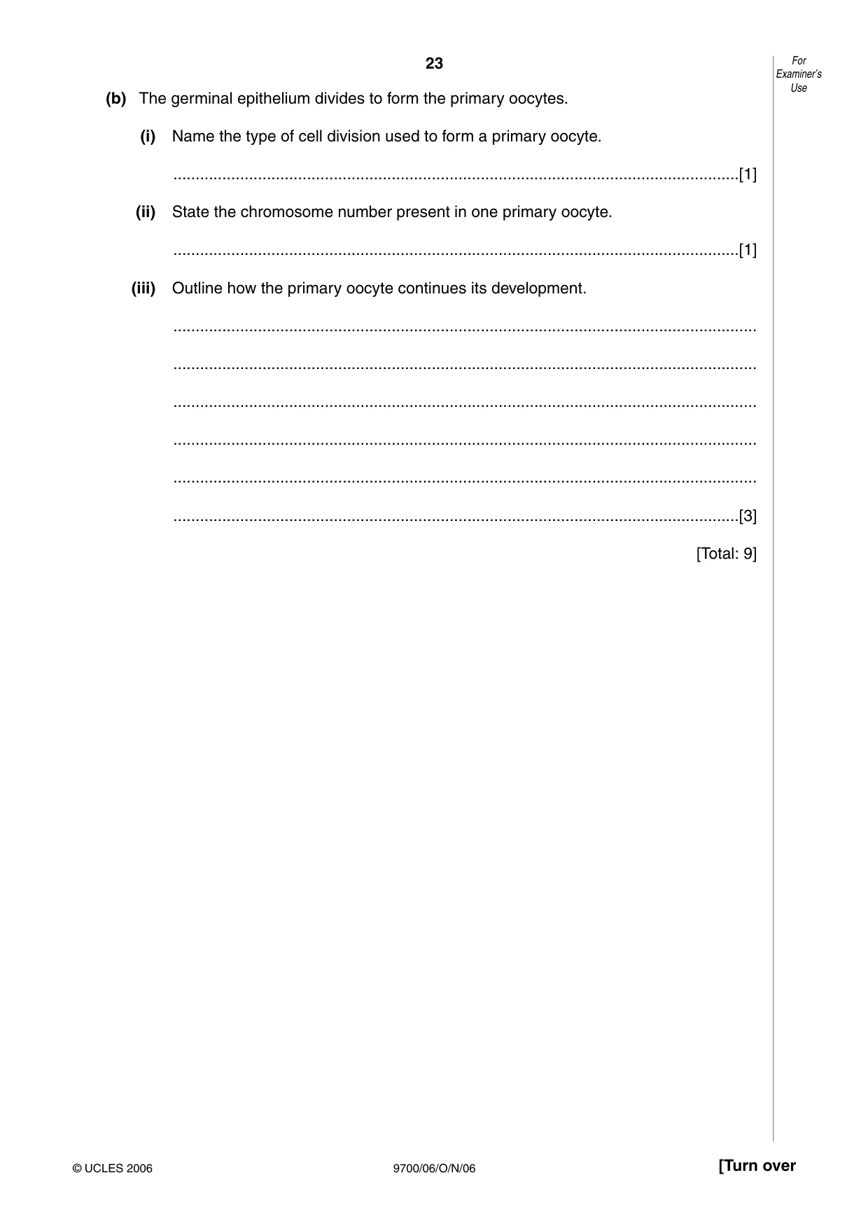 Cambridge A Level Biology 9700 2006 Oct/Nov Paper 6 · Variant 1 question paper, page 23 of 36