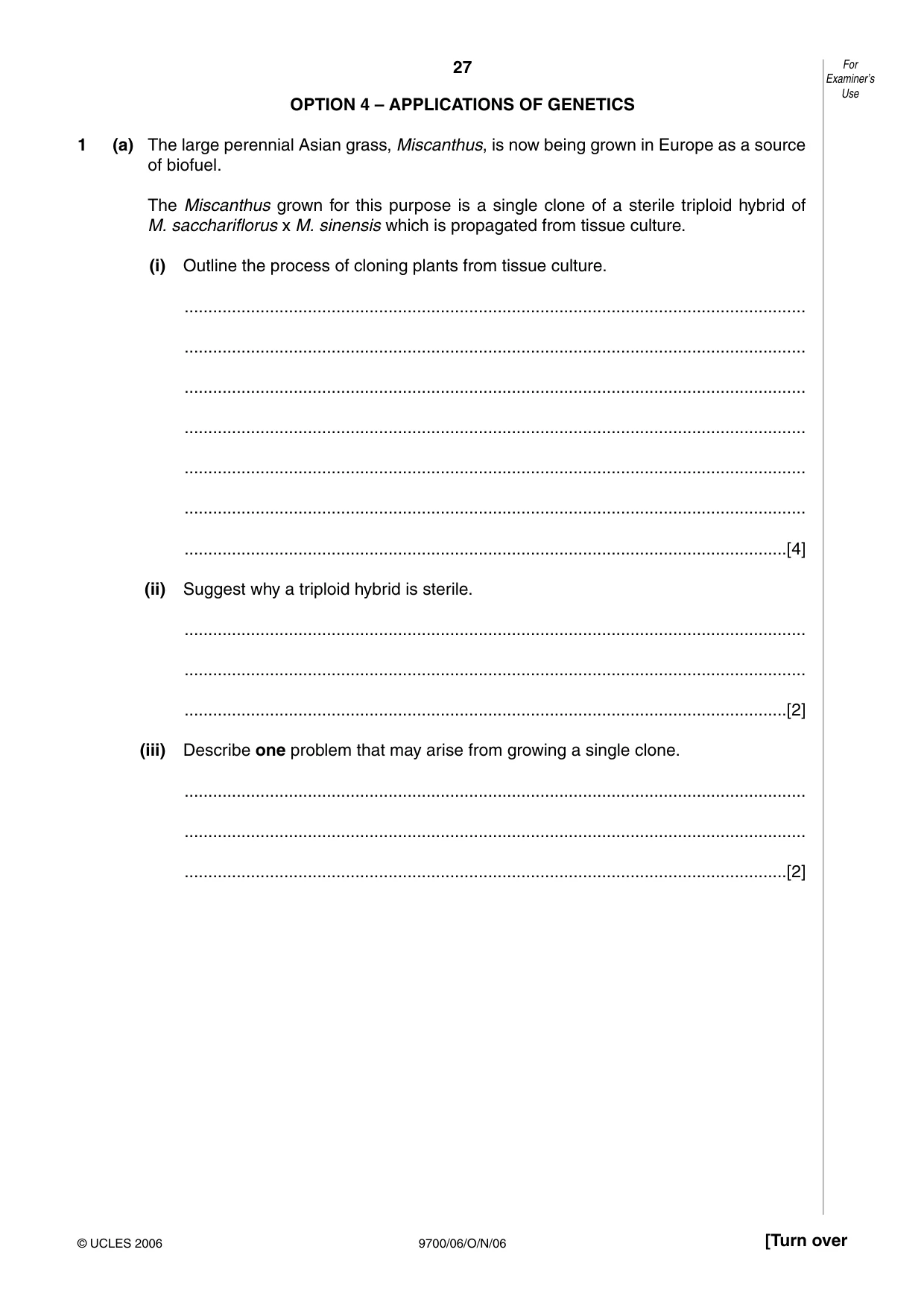 Cambridge A Level Biology 9700 2006 Oct/Nov Paper 6 · Variant 1 question paper, page 27 of 36