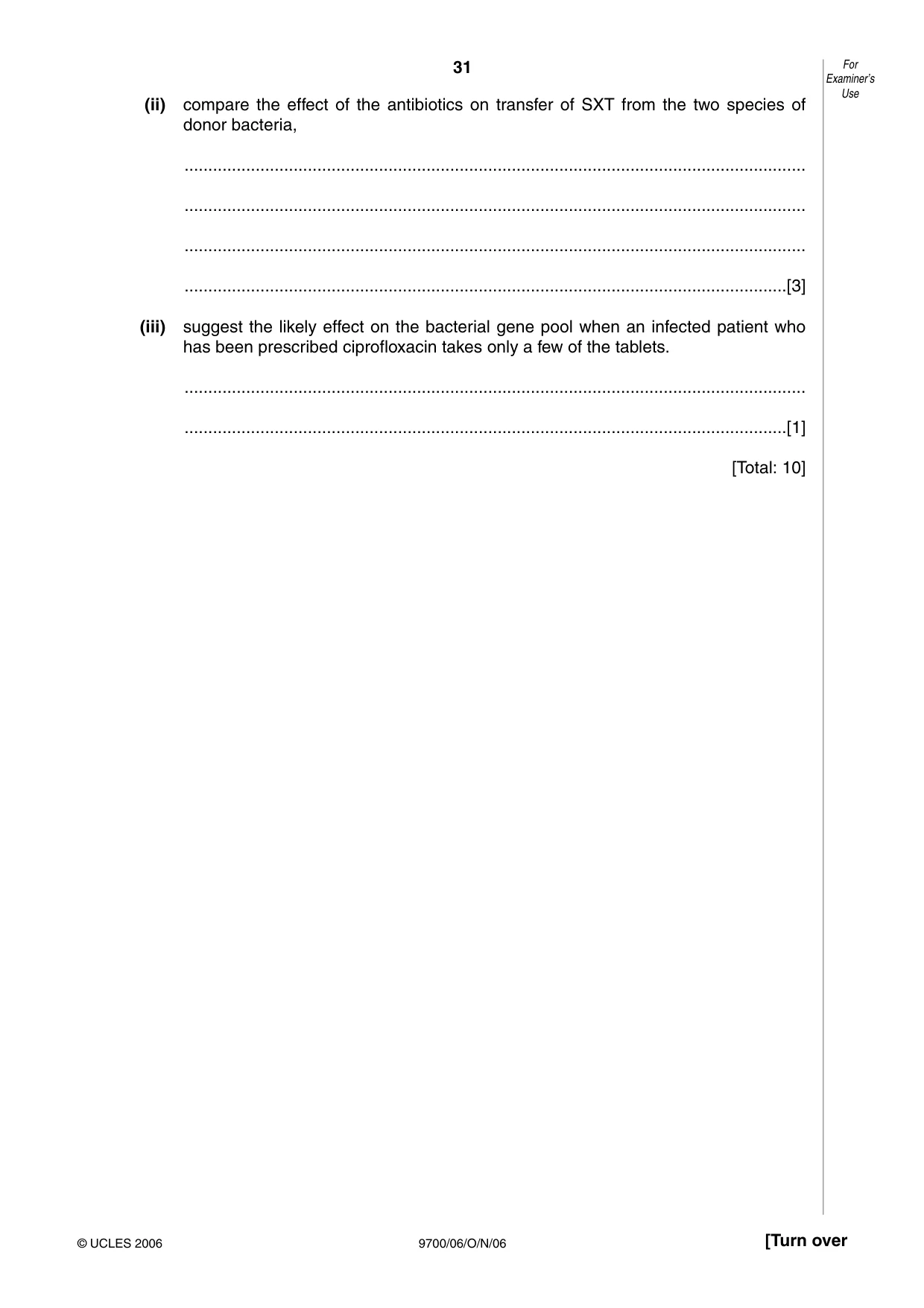 Cambridge A Level Biology 9700 2006 Oct/Nov Paper 6 · Variant 1 question paper, page 31 of 36