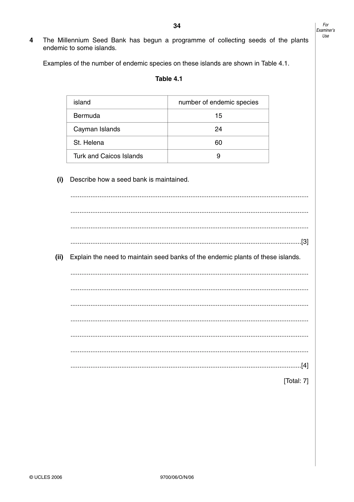 Cambridge A Level Biology 9700 2006 Oct/Nov Paper 6 · Variant 1 question paper, page 34 of 36
