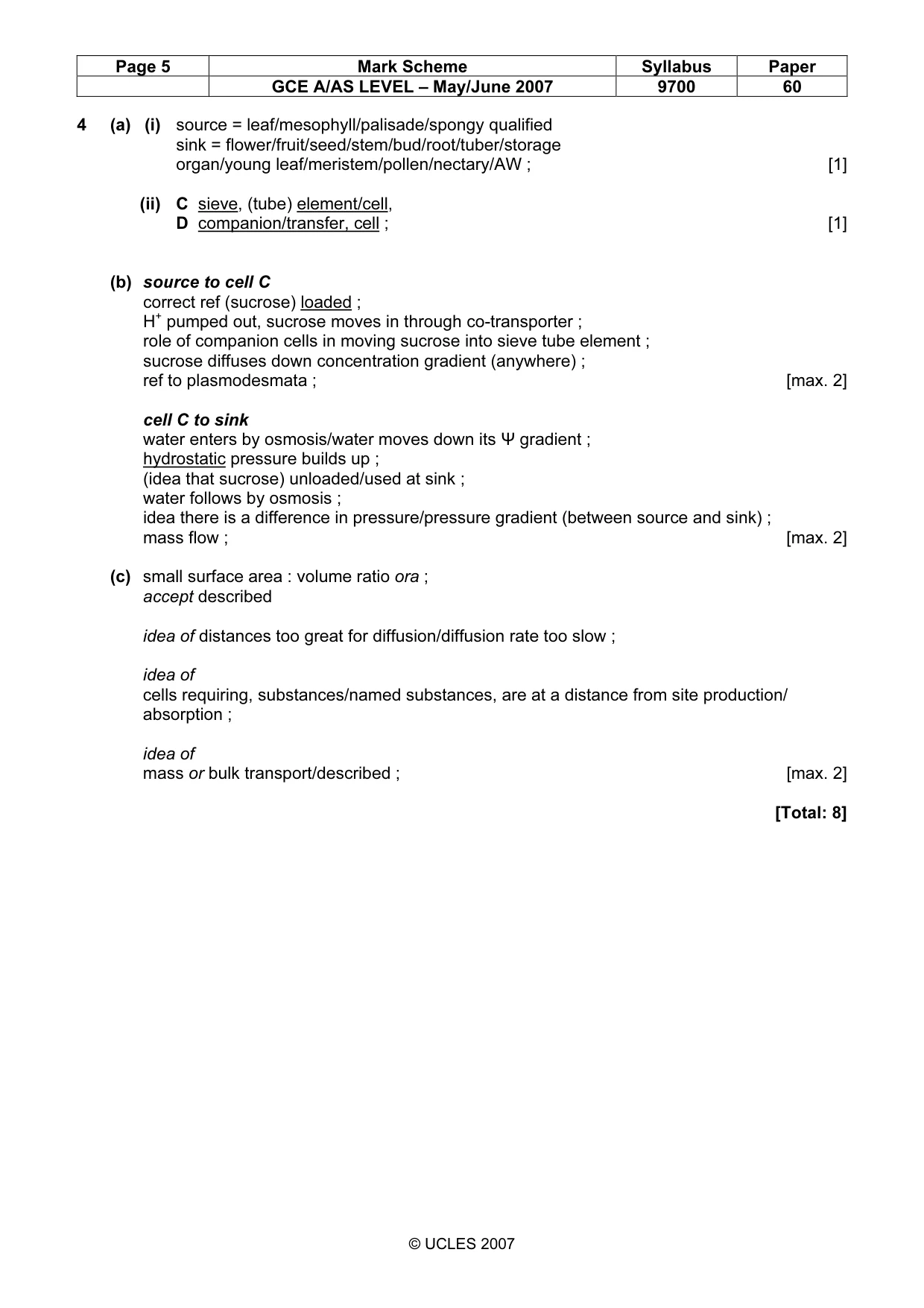 Mark scheme, page 5 of 7