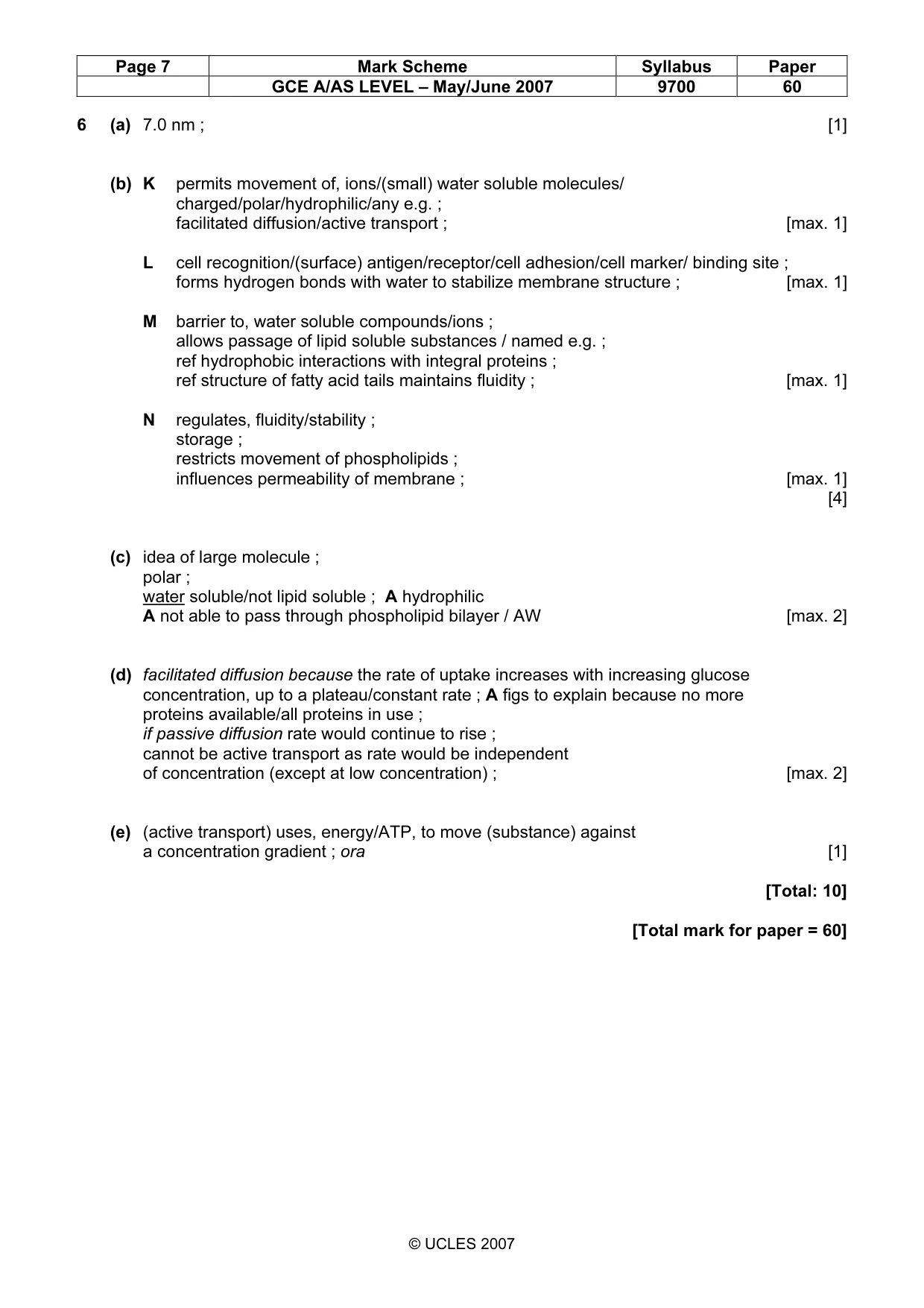 Mark scheme, page 7 of 7