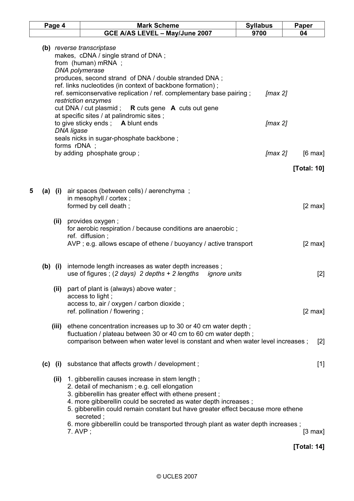 Mark scheme, page 4 of 7