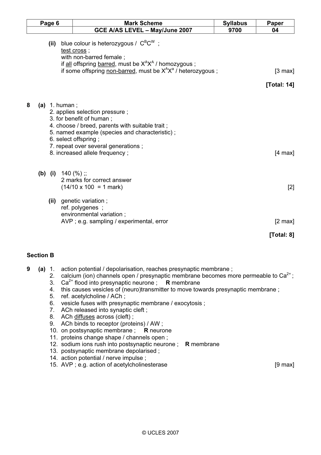 Mark scheme, page 6 of 7