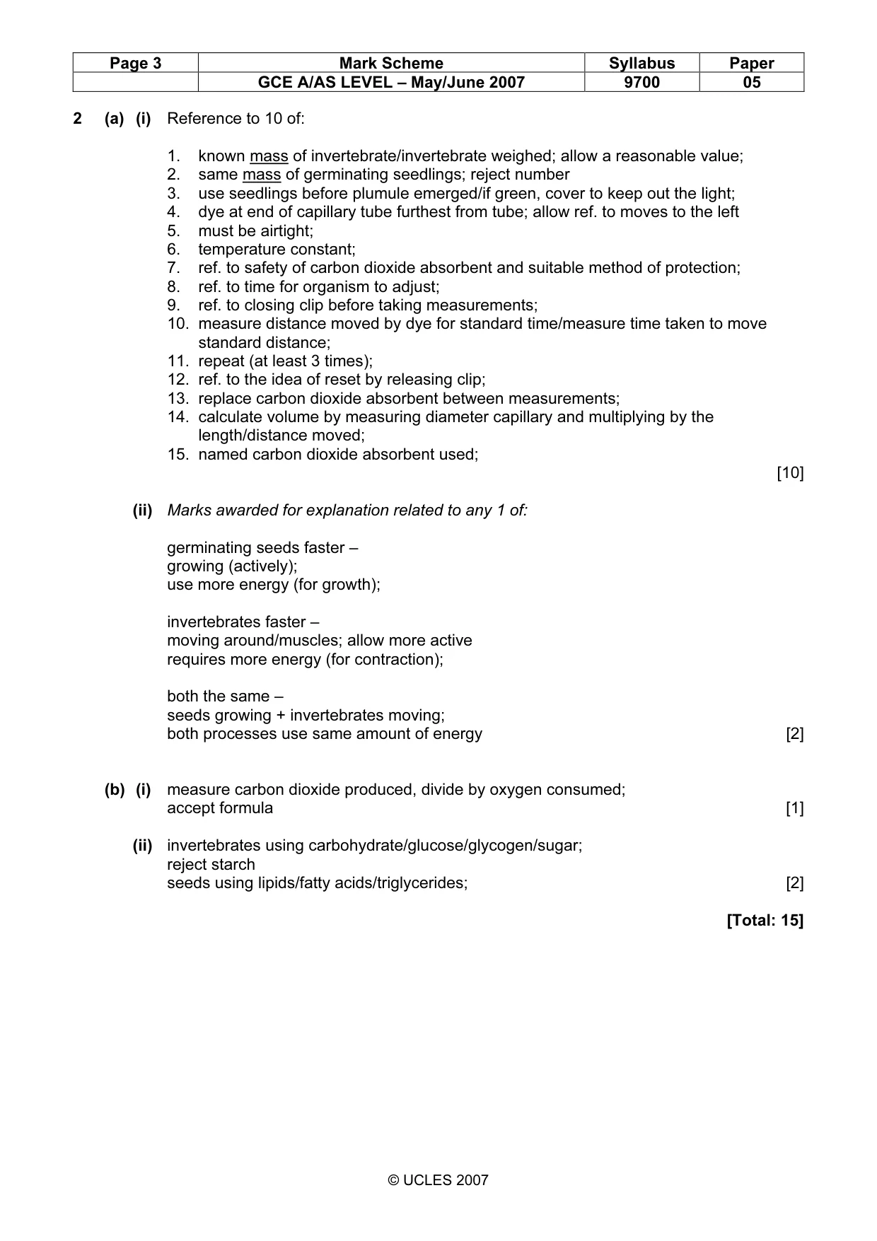 Mark scheme, page 3 of 4