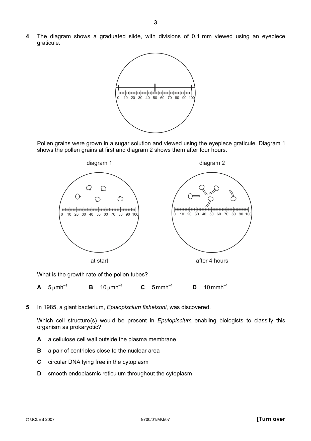 Cambridge A Level Biology 9700 2007 May/June Paper 1 · Variant 1 question paper, page 3 of 20