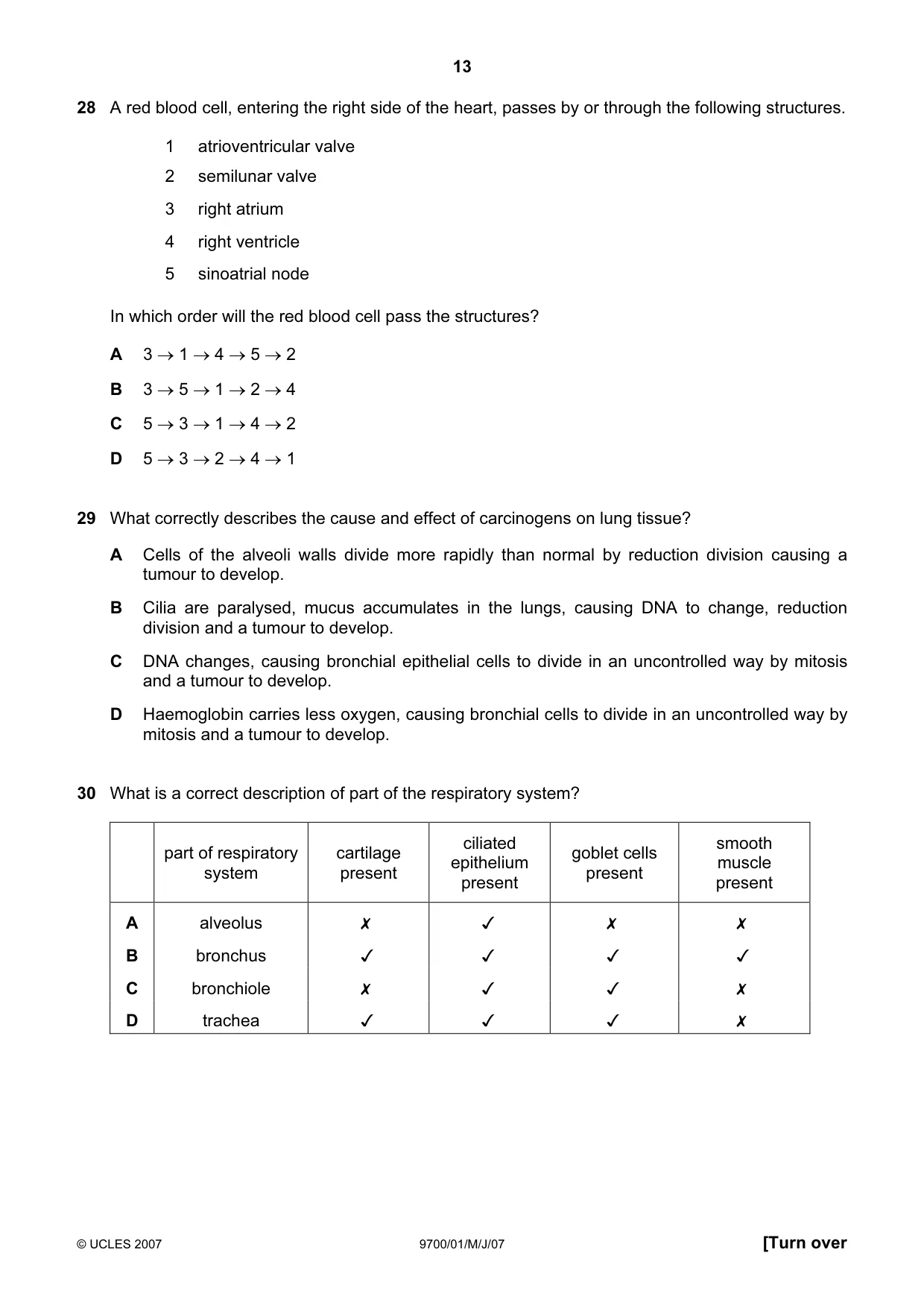 Cambridge A Level Biology 9700 2007 May/June Paper 1 · Variant 1 question paper, page 13 of 20