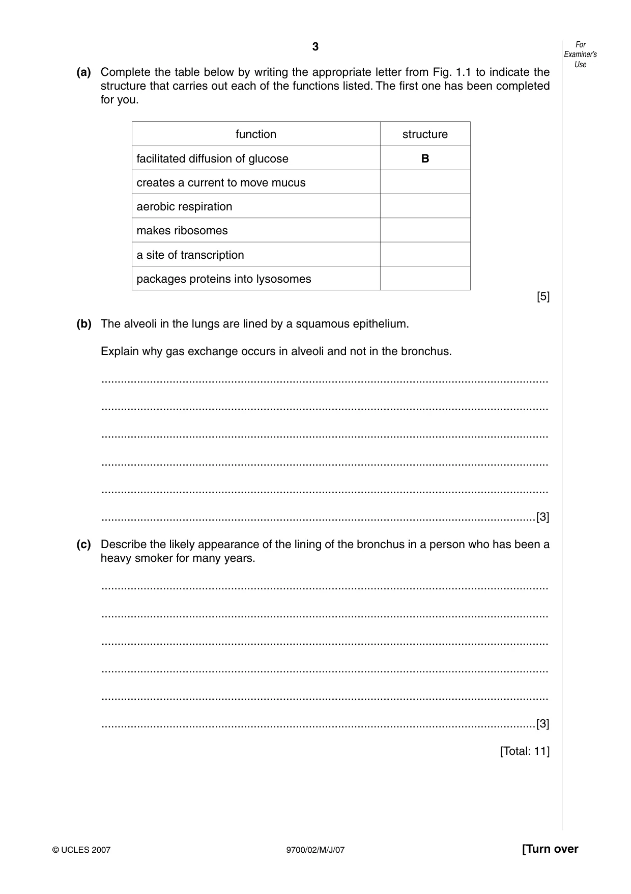 Cambridge A Level Biology 9700 2007 May/June Paper 2 · Variant 1 question paper, page 3 of 16