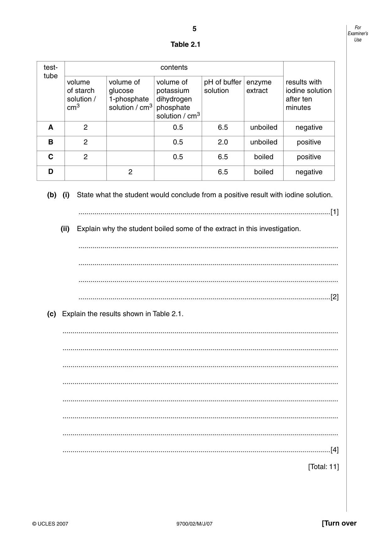 Cambridge A Level Biology 9700 2007 May/June Paper 2 · Variant 1 question paper, page 5 of 16