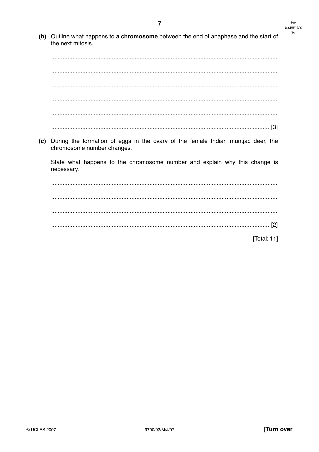 Cambridge A Level Biology 9700 2007 May/June Paper 2 · Variant 1 question paper, page 7 of 16