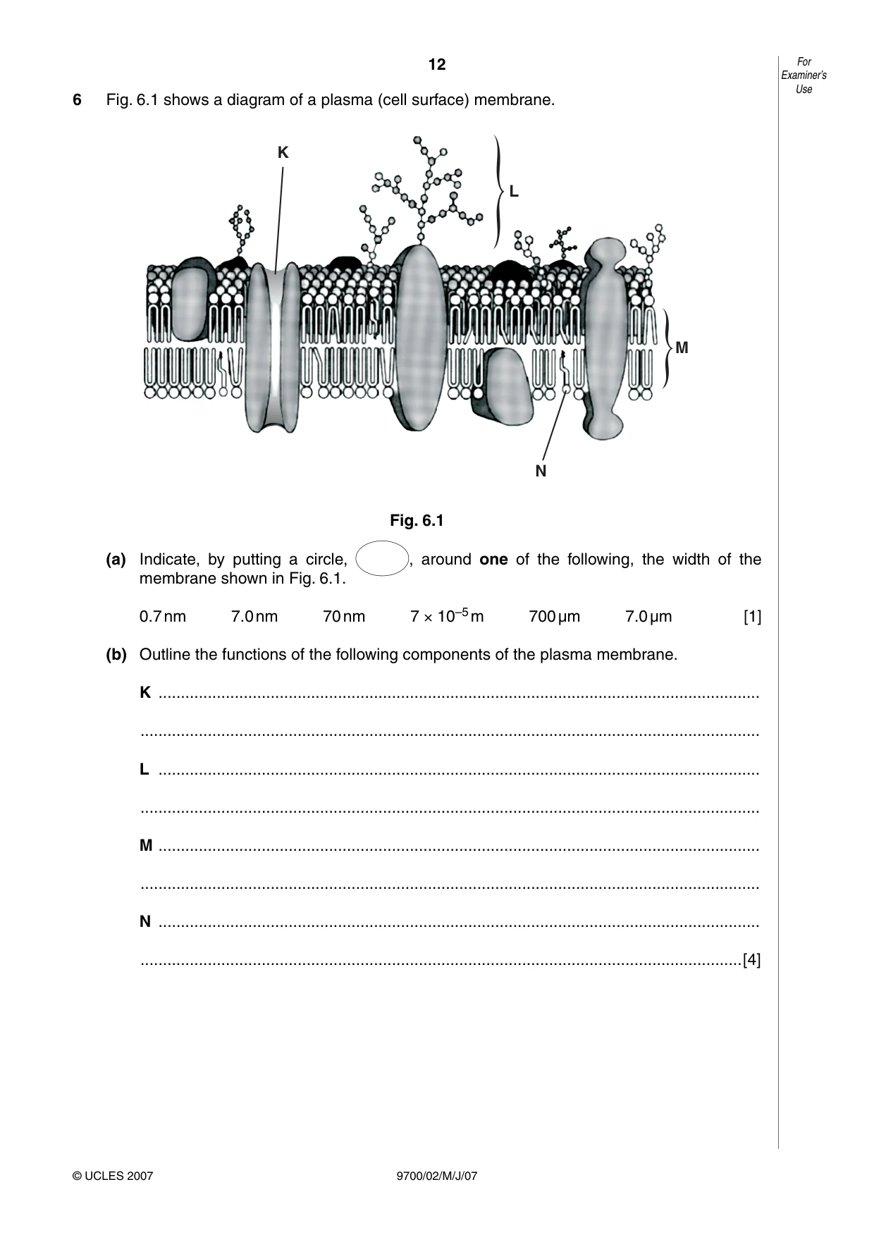 Cambridge A Level Biology 9700 2007 May/June Paper 2 · Variant 1 question paper, page 12 of 16