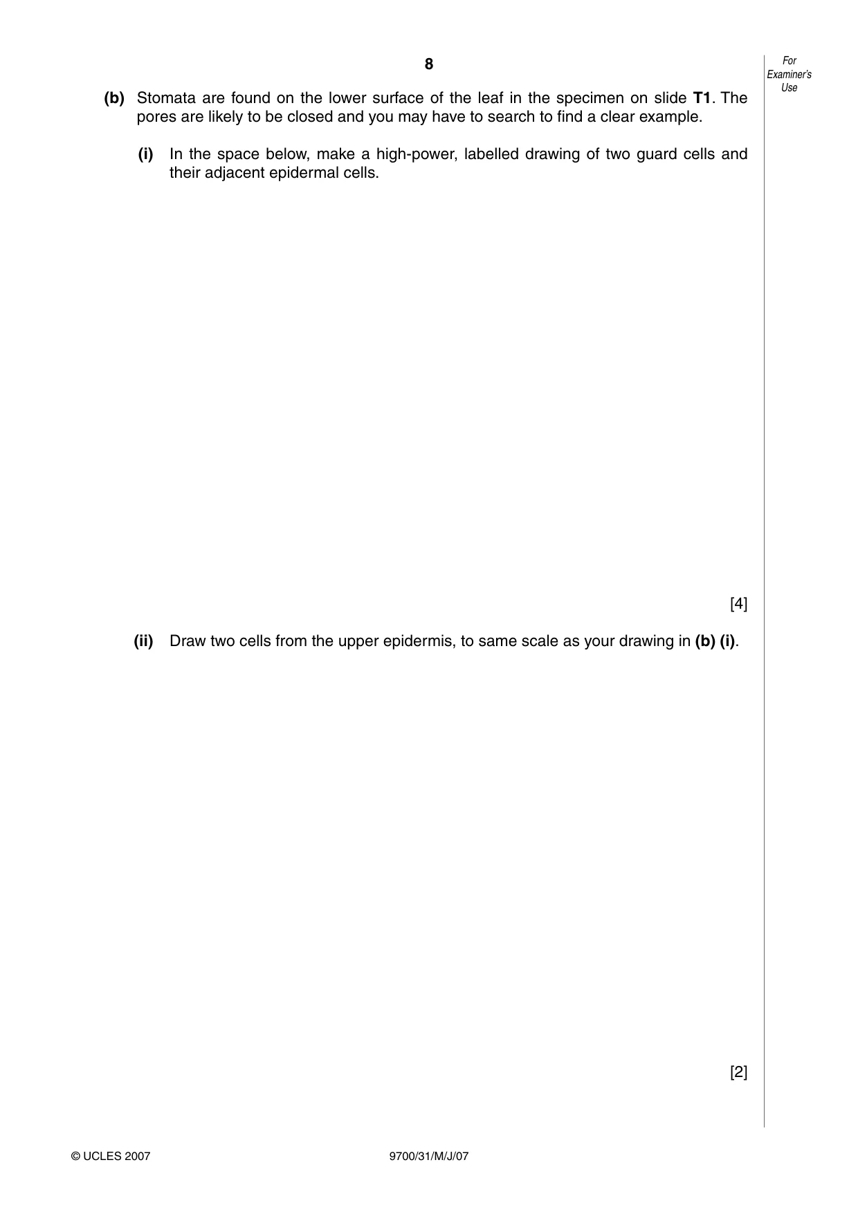 Cambridge A Level Biology 9700 2007 May/June Paper 3 · Variant 1 question paper, page 8 of 12