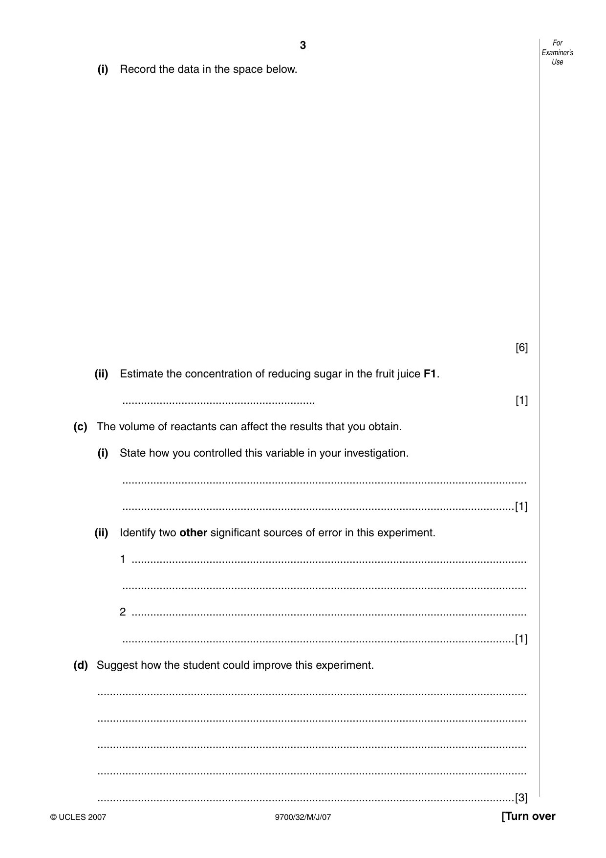 Cambridge A Level Biology 9700 2007 May/June Paper 3 · Variant 2 question paper, page 3 of 12
