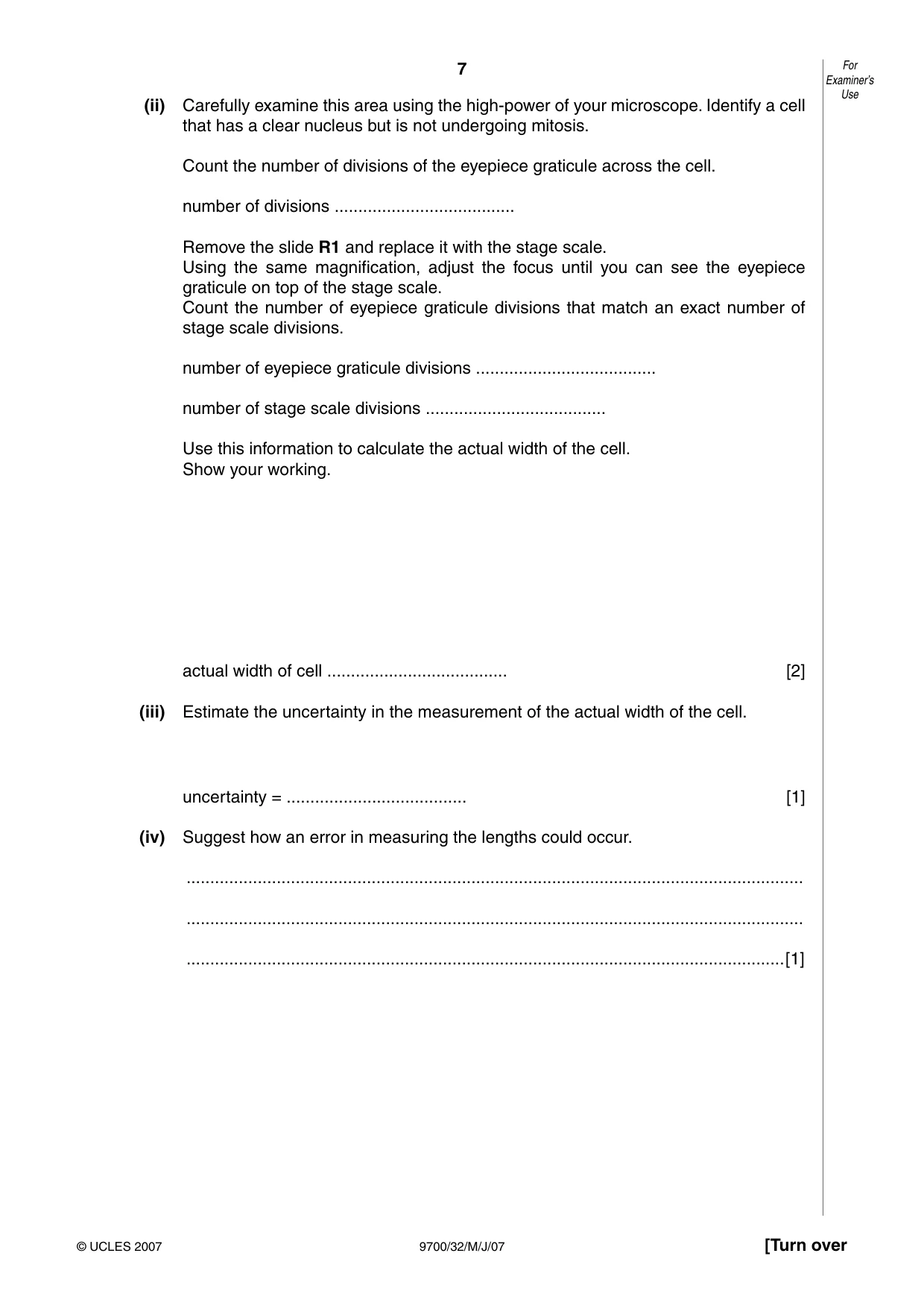 Cambridge A Level Biology 9700 2007 May/June Paper 3 · Variant 2 question paper, page 7 of 12