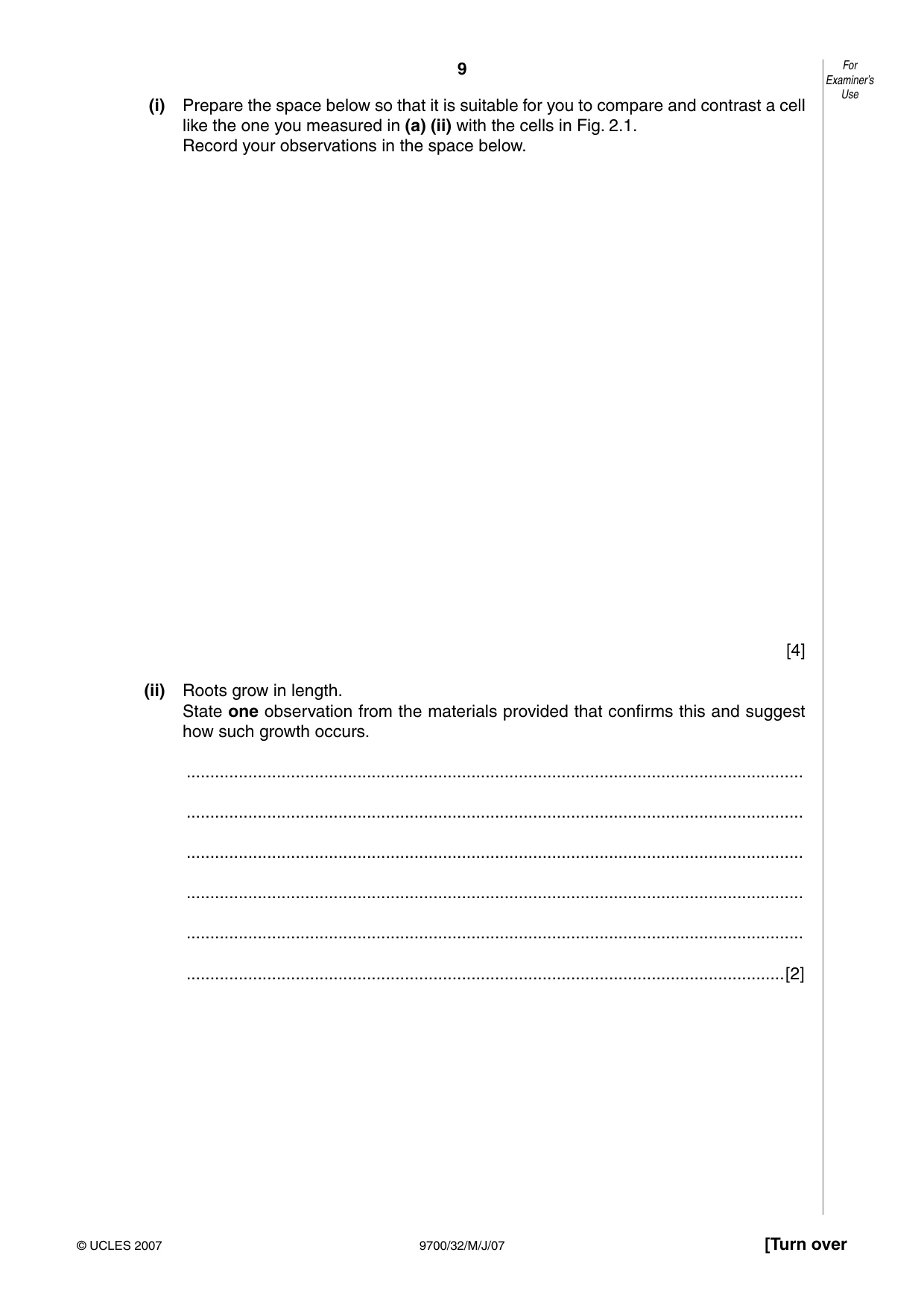 Cambridge A Level Biology 9700 2007 May/June Paper 3 · Variant 2 question paper, page 9 of 12
