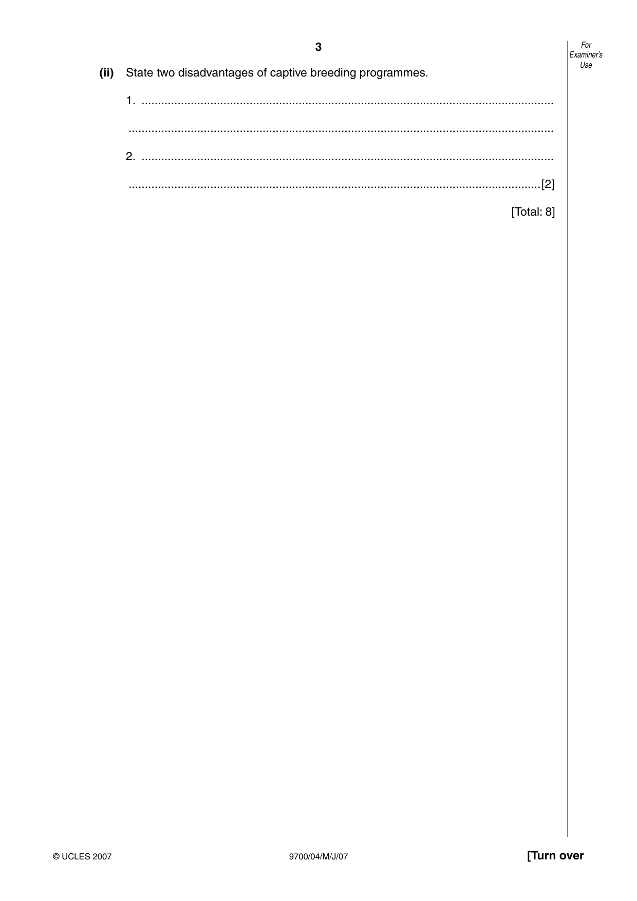 Cambridge A Level Biology 9700 2007 May/June Paper 4 · Variant 1 question paper, page 3 of 24