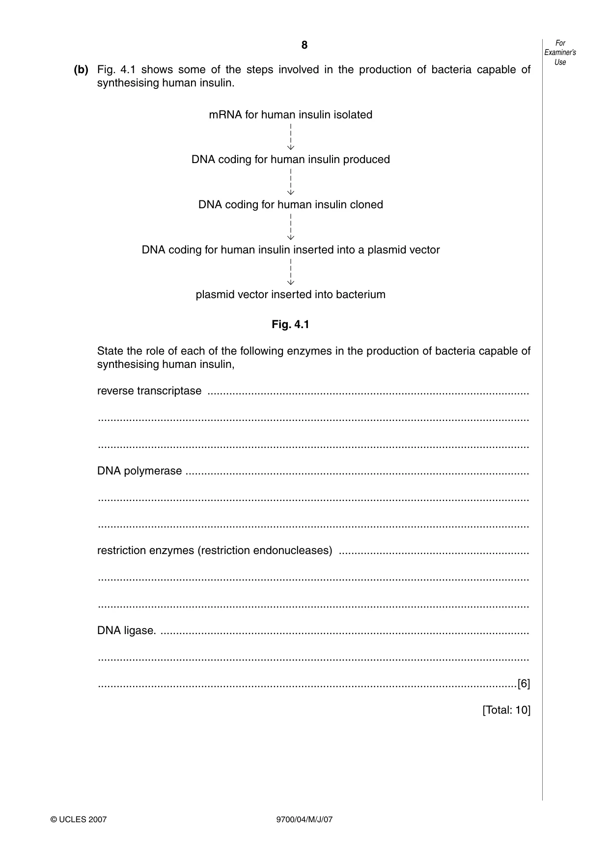 Cambridge A Level Biology 9700 2007 May/June Paper 4 · Variant 1 question paper, page 8 of 24