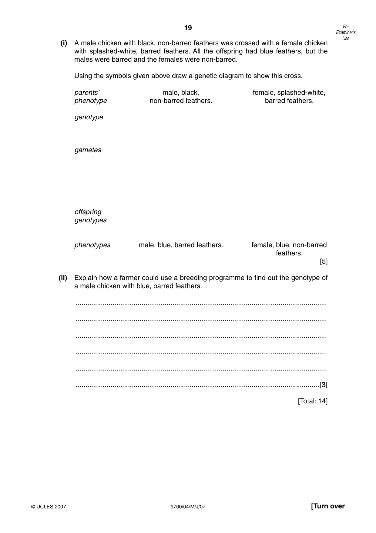 Cambridge A Level Biology 9700 2007 May/June Paper 4 · Variant 1 question paper, page 19 of 24