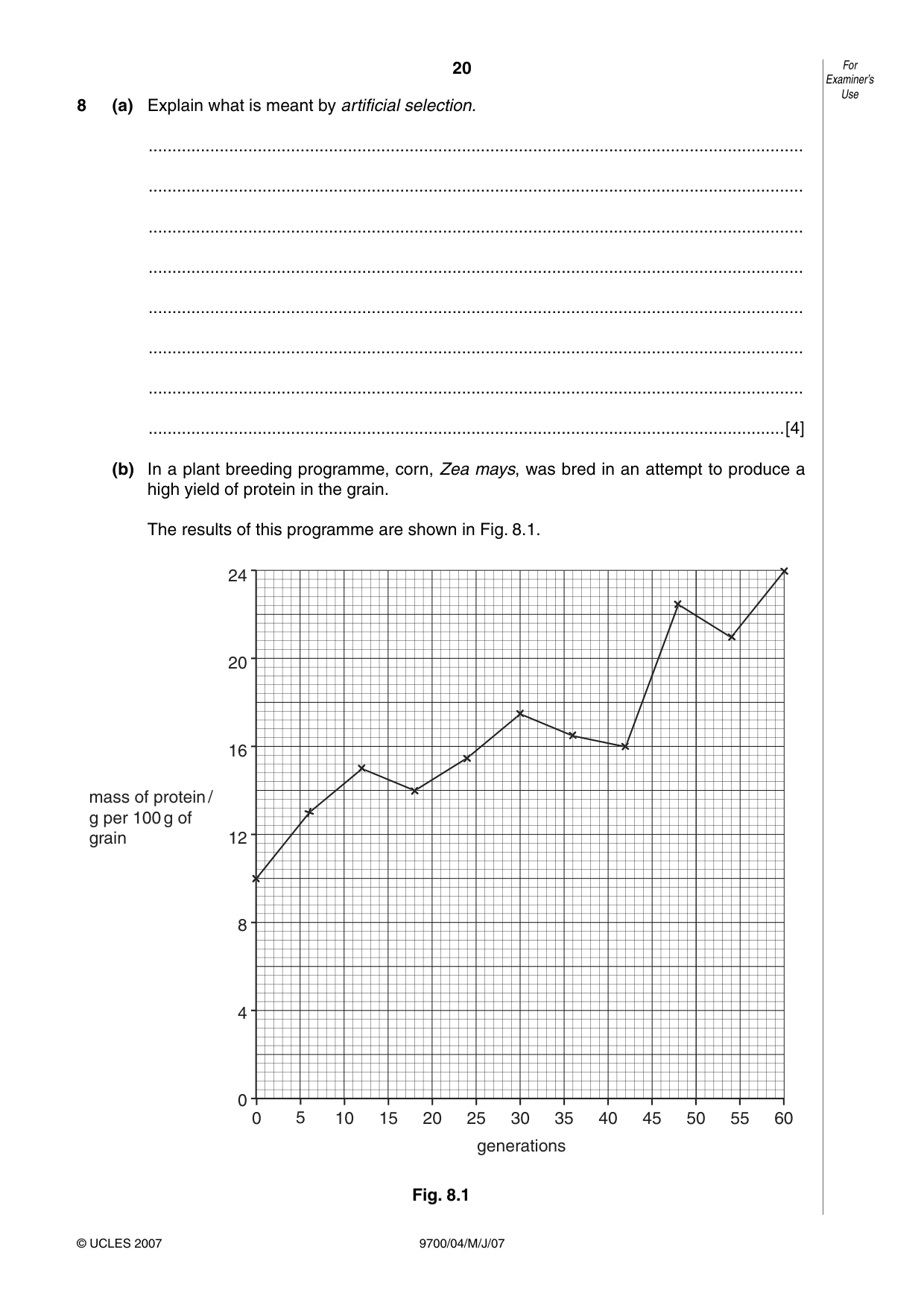 Cambridge A Level Biology 9700 2007 May/June Paper 4 · Variant 1 question paper, page 20 of 24