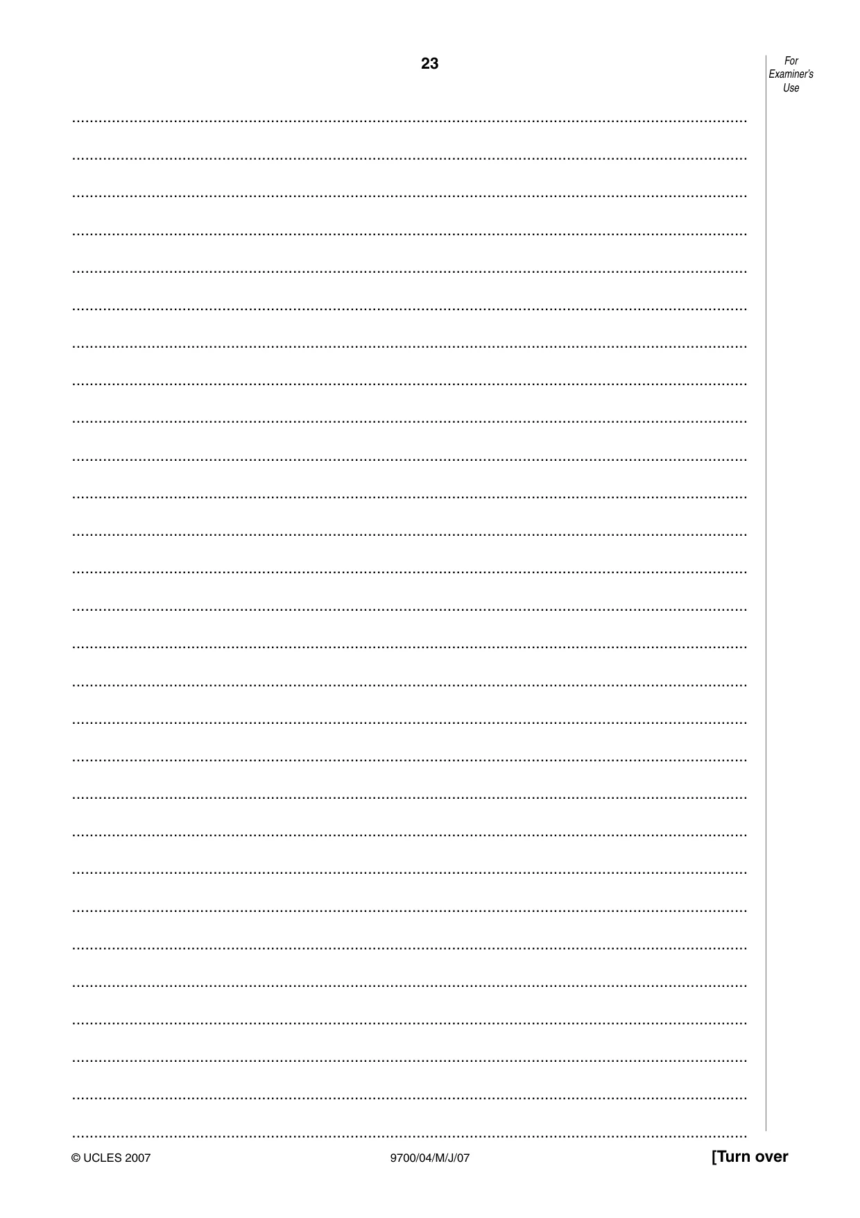 Cambridge A Level Biology 9700 2007 May/June Paper 4 · Variant 1 question paper, page 23 of 24