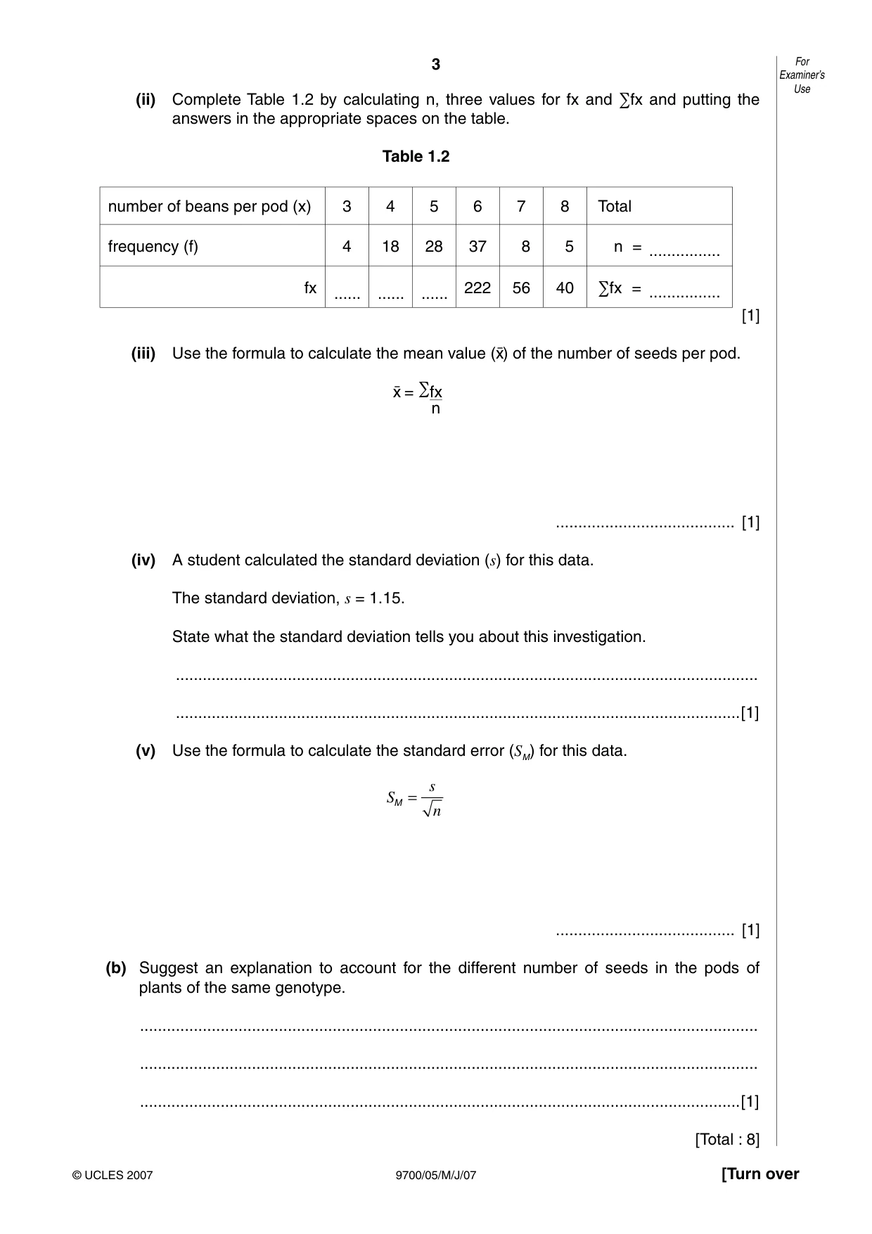Cambridge A Level Biology 9700 2007 May/June Paper 5 · Variant 1 question paper, page 3 of 8