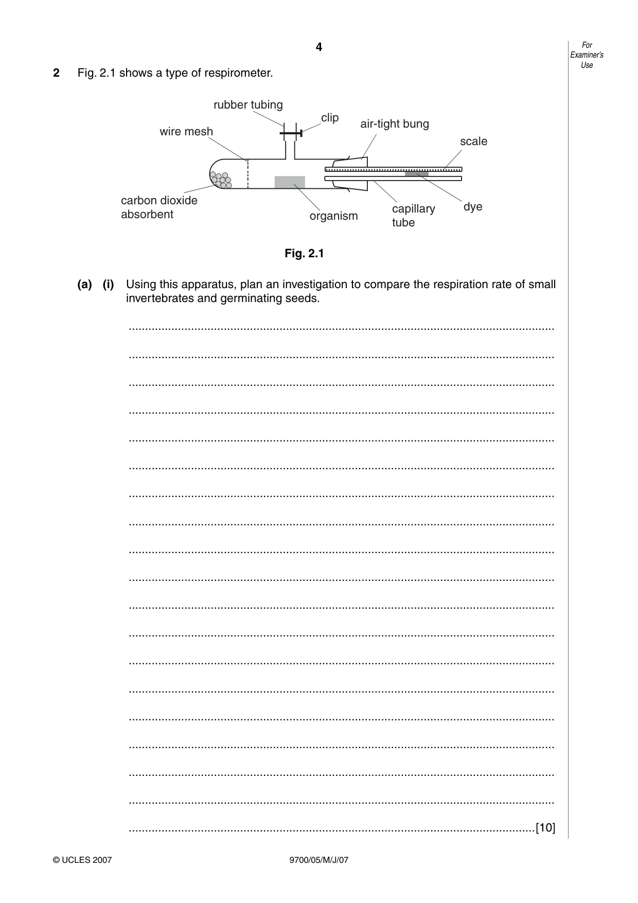 Cambridge A Level Biology 9700 2007 May/June Paper 5 · Variant 1 question paper, page 4 of 8