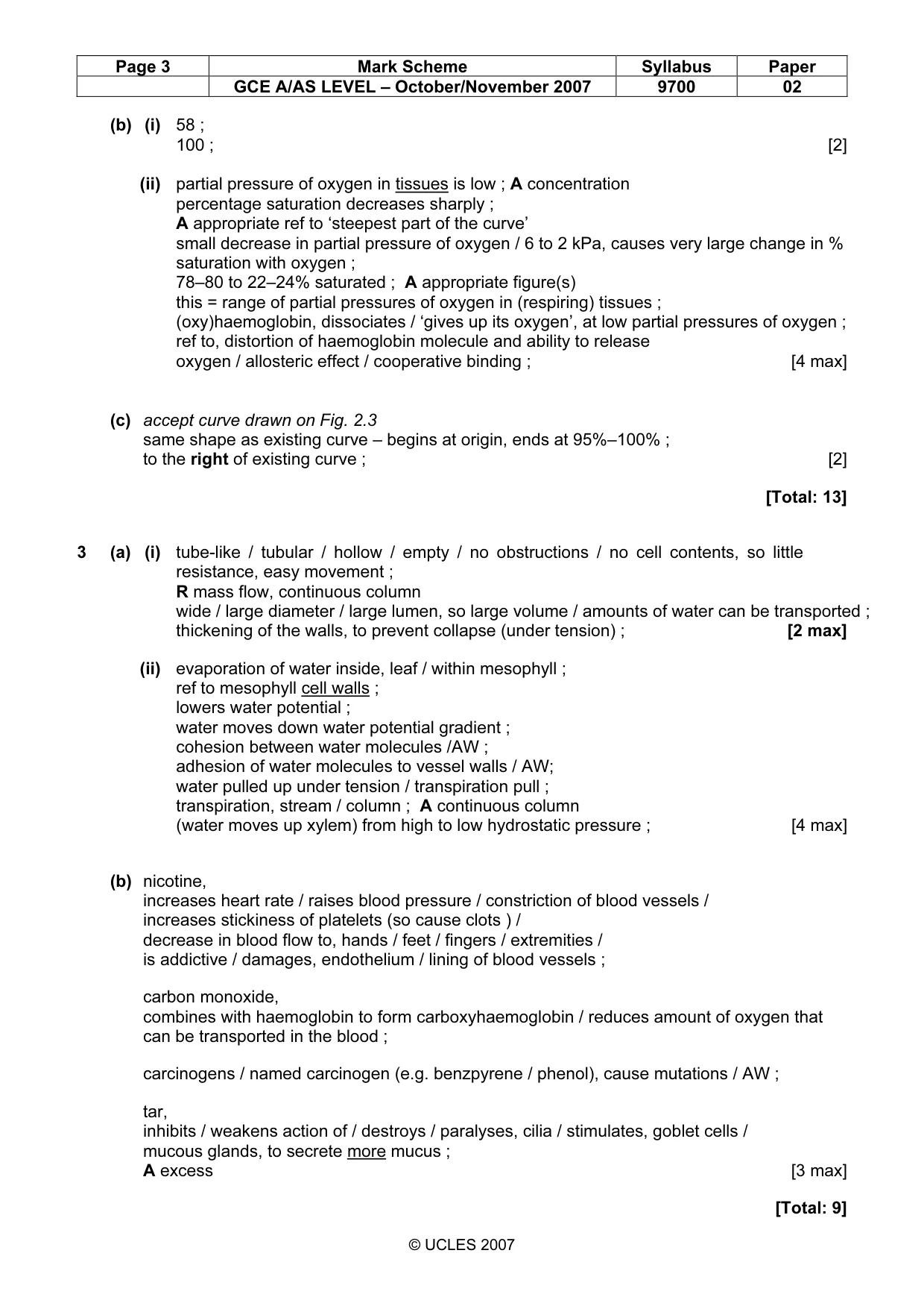 Mark scheme, page 3 of 5