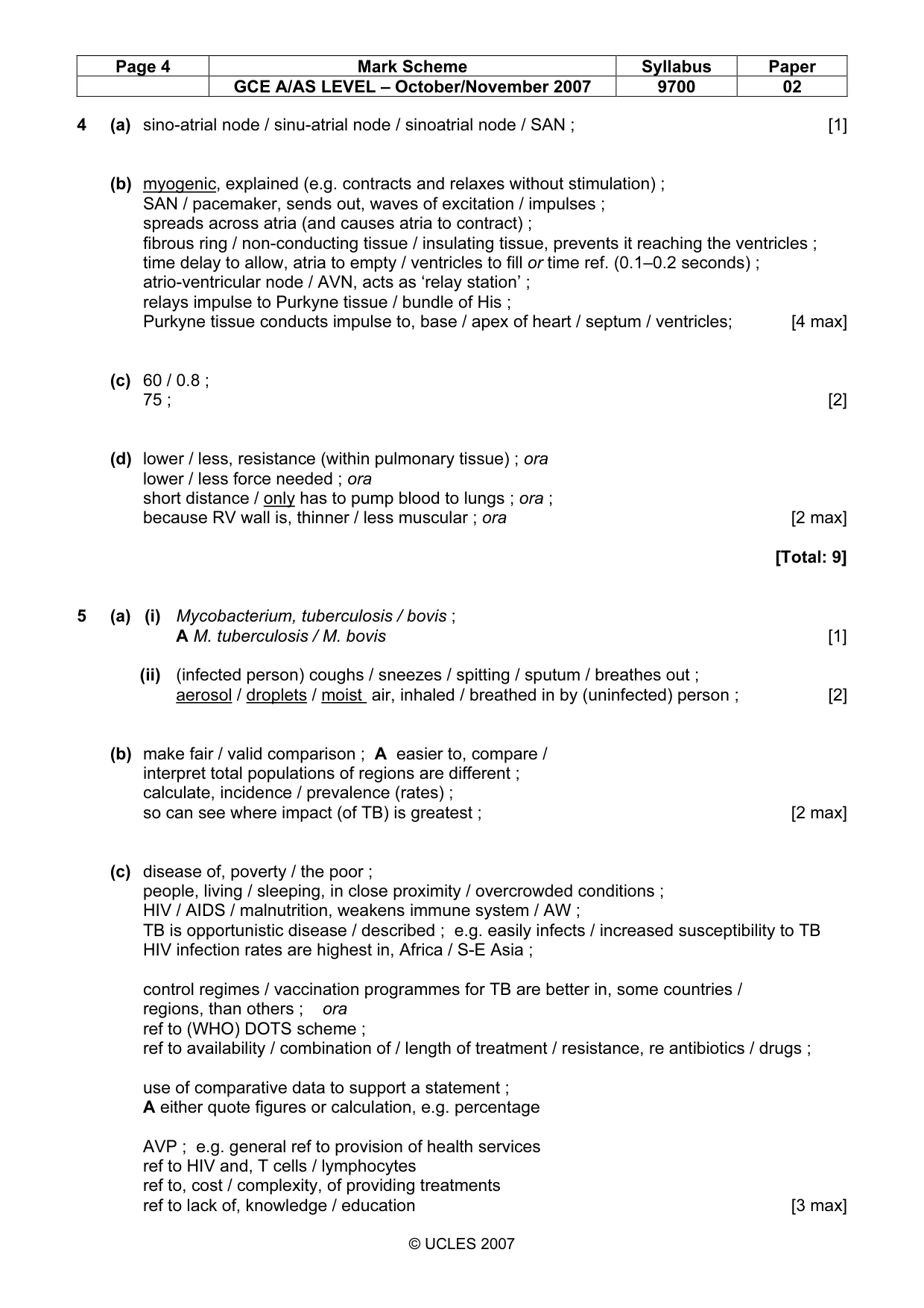 Mark scheme, page 4 of 5