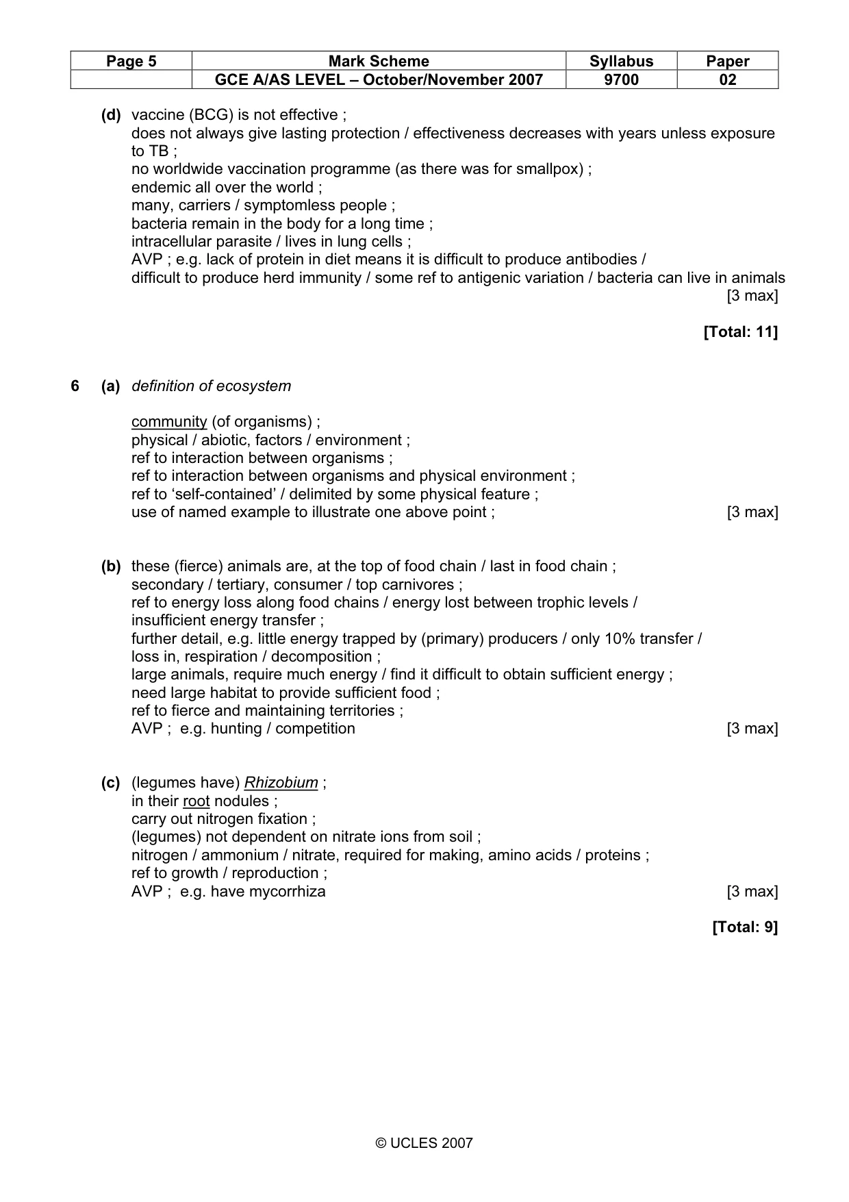 Mark scheme, page 5 of 5