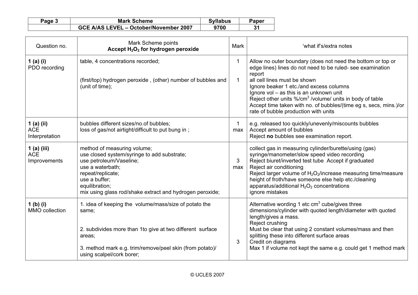 Mark scheme, page 3 of 9