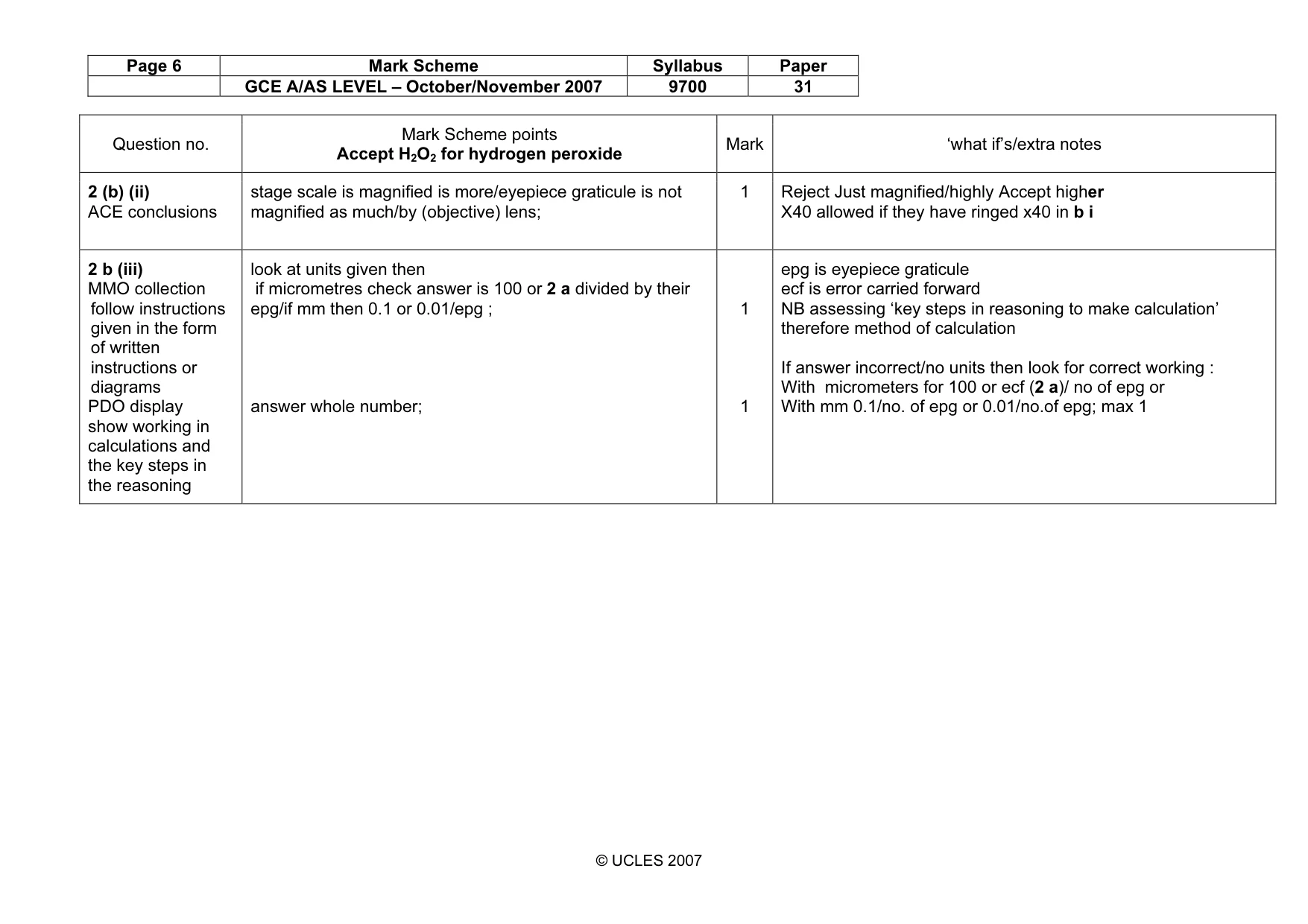 Mark scheme, page 6 of 9