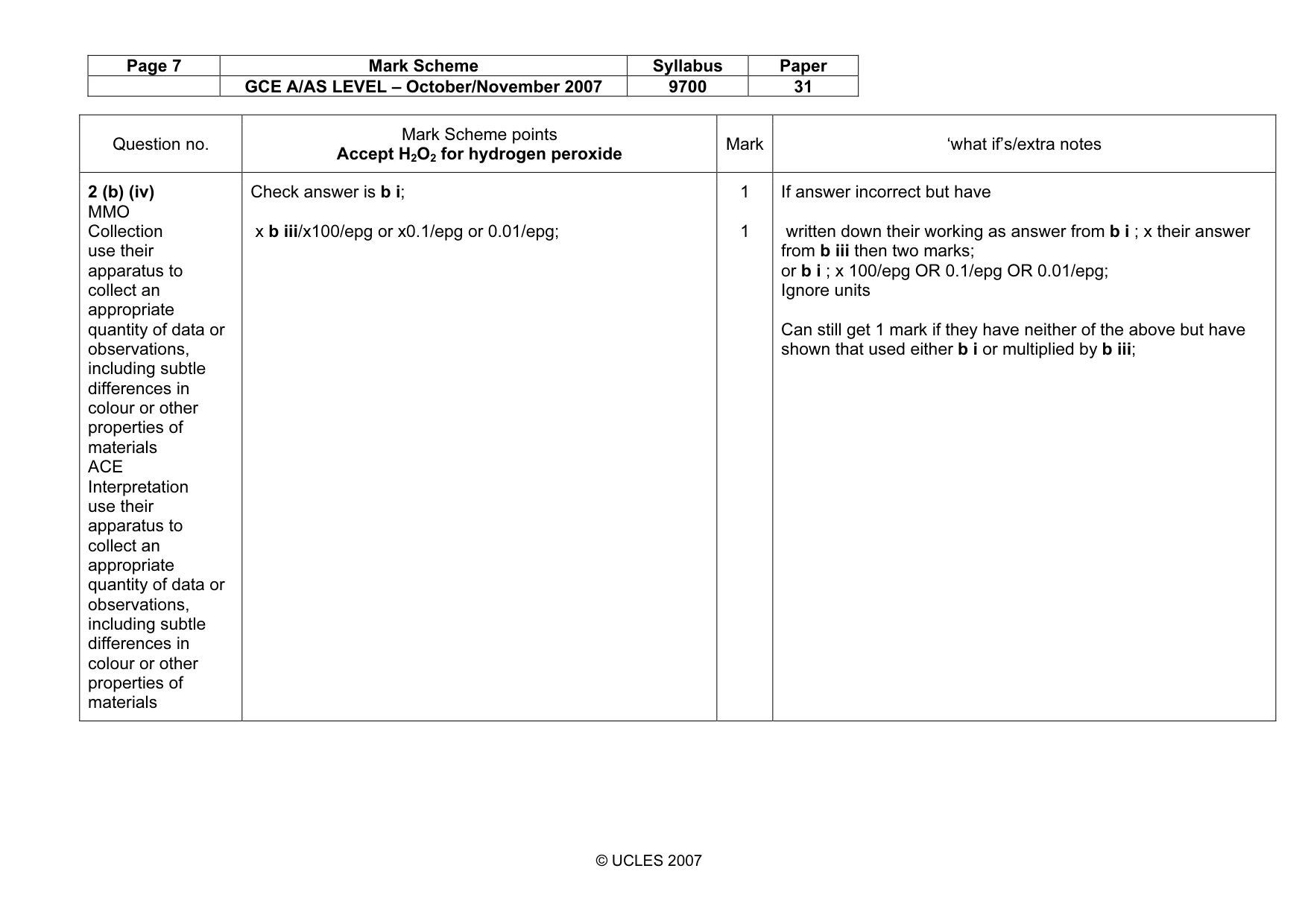 Mark scheme, page 7 of 9